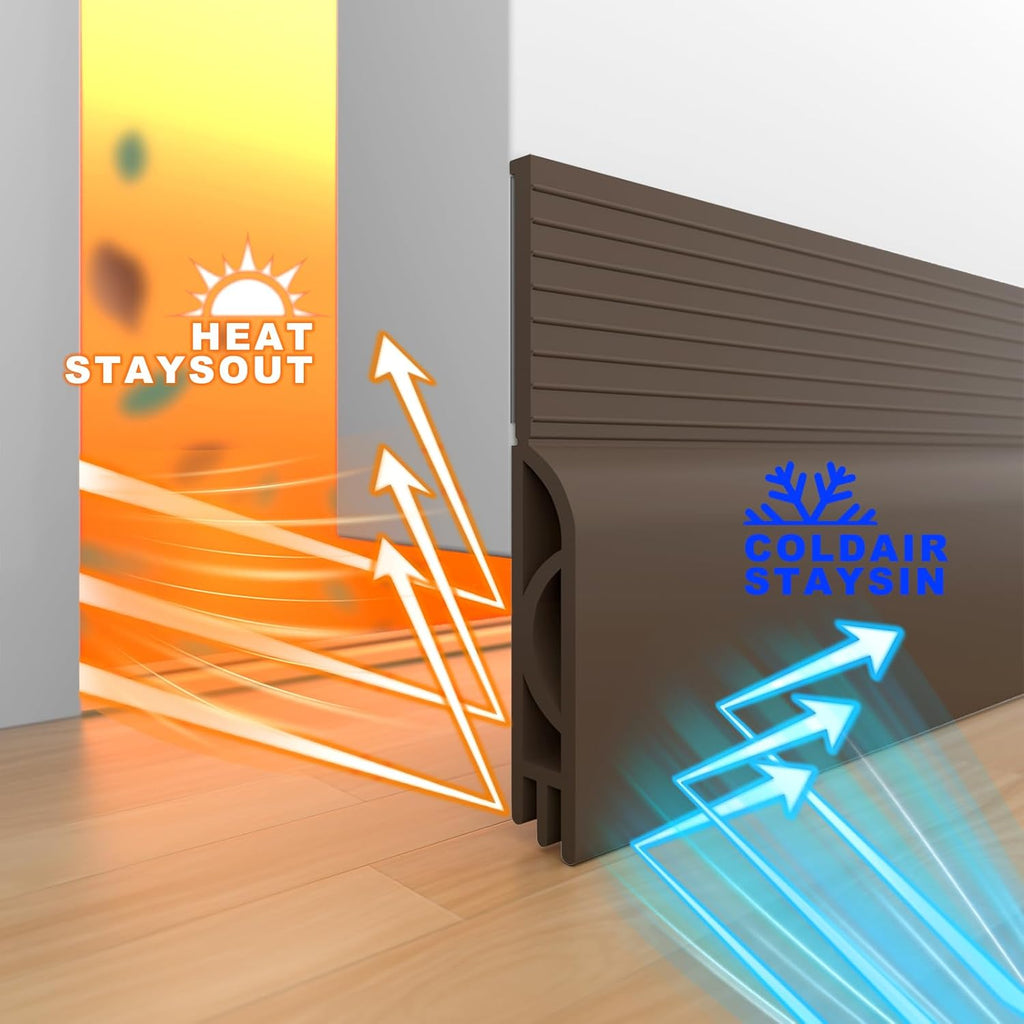 Door Draft Stopper,Door Sweep for Bottom of Doors,Weather Stripping Seal Draft Guard Blocker Noise Cold Air Insulation Soundproofing for Exterior Interior Home Improvement(Brown, 39")