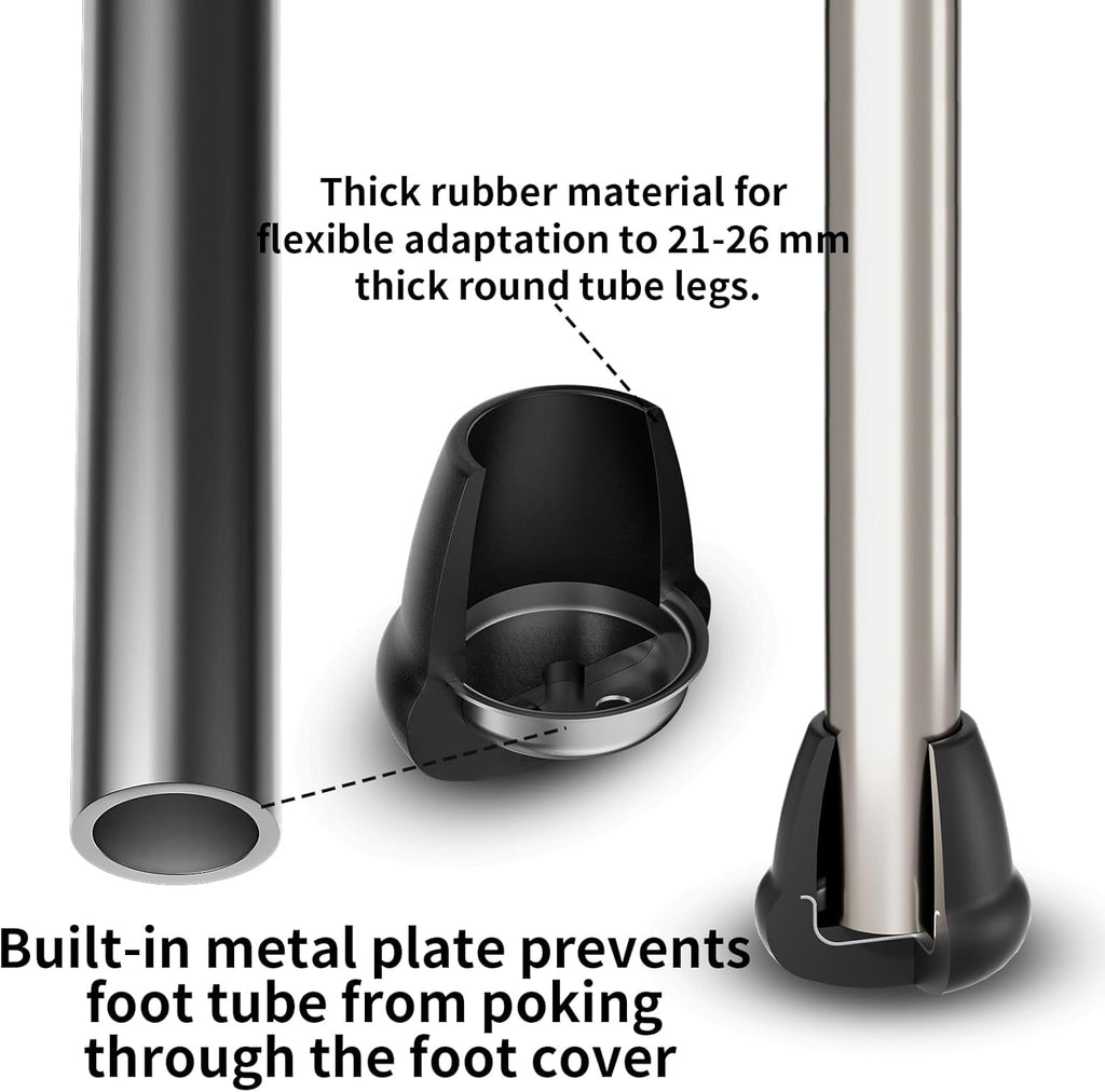1 Inch Heavy Duty Rubber Chair Leg Caps - 24 PCS Non-Slip Furniture Floor Protectors with Metal Inserts for Wood, Tile, Carpet - Fits Chairs,Stools,Bar Stools