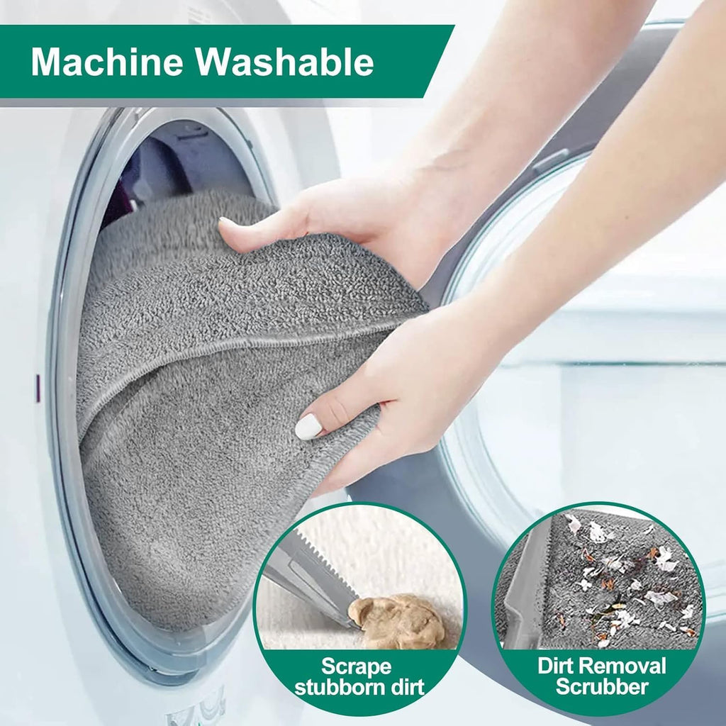 18" Professional Microfiber Mop Floor Cleaning System, Flat Mops with Stainless Steel Handle, 4 Reusable Washable Mop Pads, Wet and Dust Mopping for Hardwood, Vinyl, Laminate, Tile Cleaning (White)