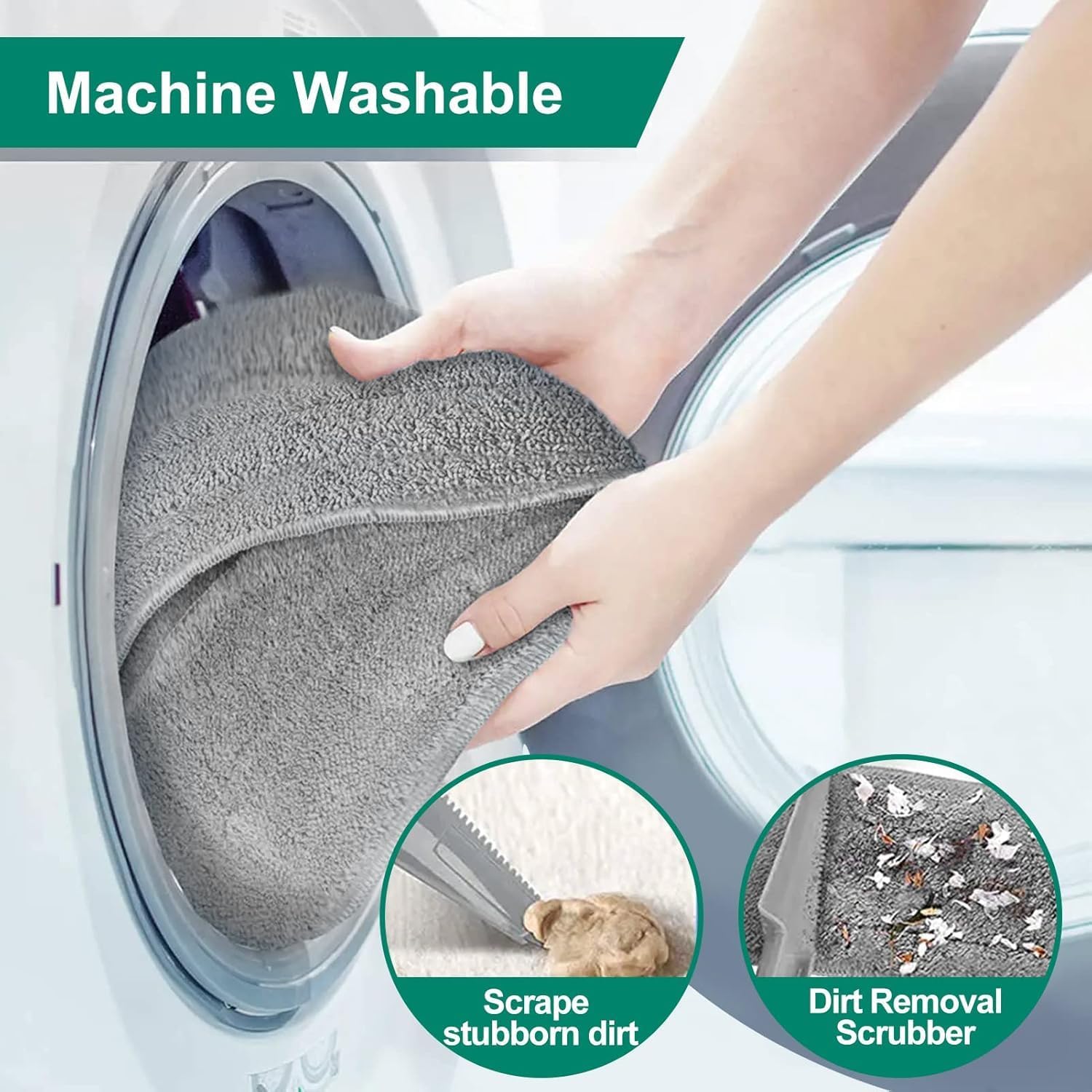 18" Professional Microfiber Mop Floor Cleaning System, Flat Mops with Stainless Steel Handle, 4 Reusable Washable Mop Pads, Wet and Dust Mopping for Hardwood, Vinyl, Laminate, Tile Cleaning (White)