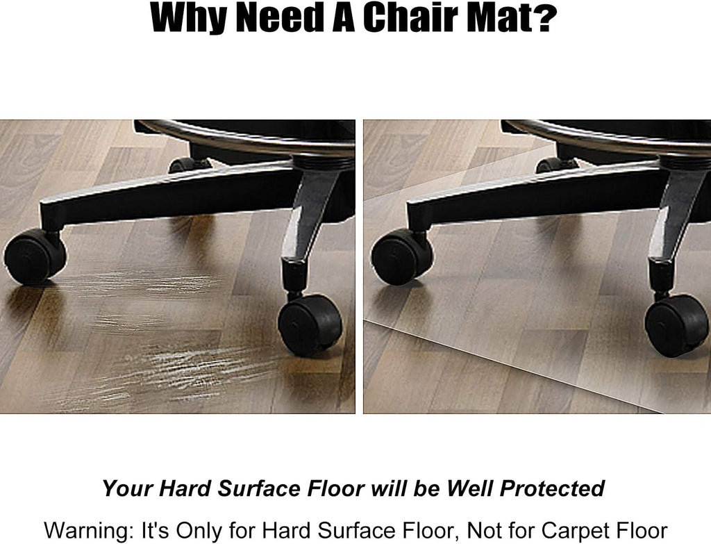 Azadx Office Chair Mat for Hardwood Floor and Tile Floor 30 x 48'', Plastic Mat for Office Chair Easy Glide on Hard Floors, Clear Desk Chair Mat for Wood Floors Heavy Duty