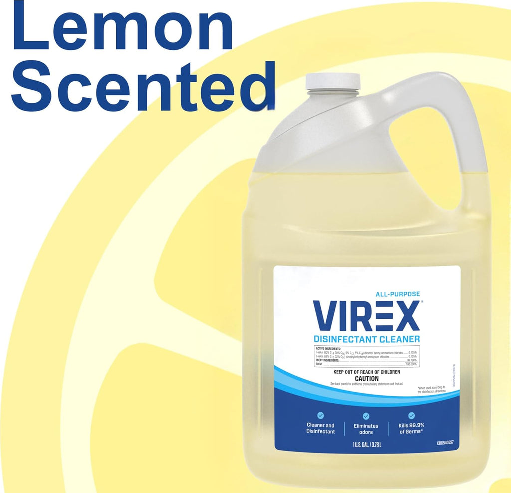 VIREX CBD540557 All Purpose Disinfectant Cleaner - Kills 99.9% of Germs and Eliminates Odors, Ready-to-Use Liquid Refill, Lemon Scent, 1-Gallon (Pack of 2)