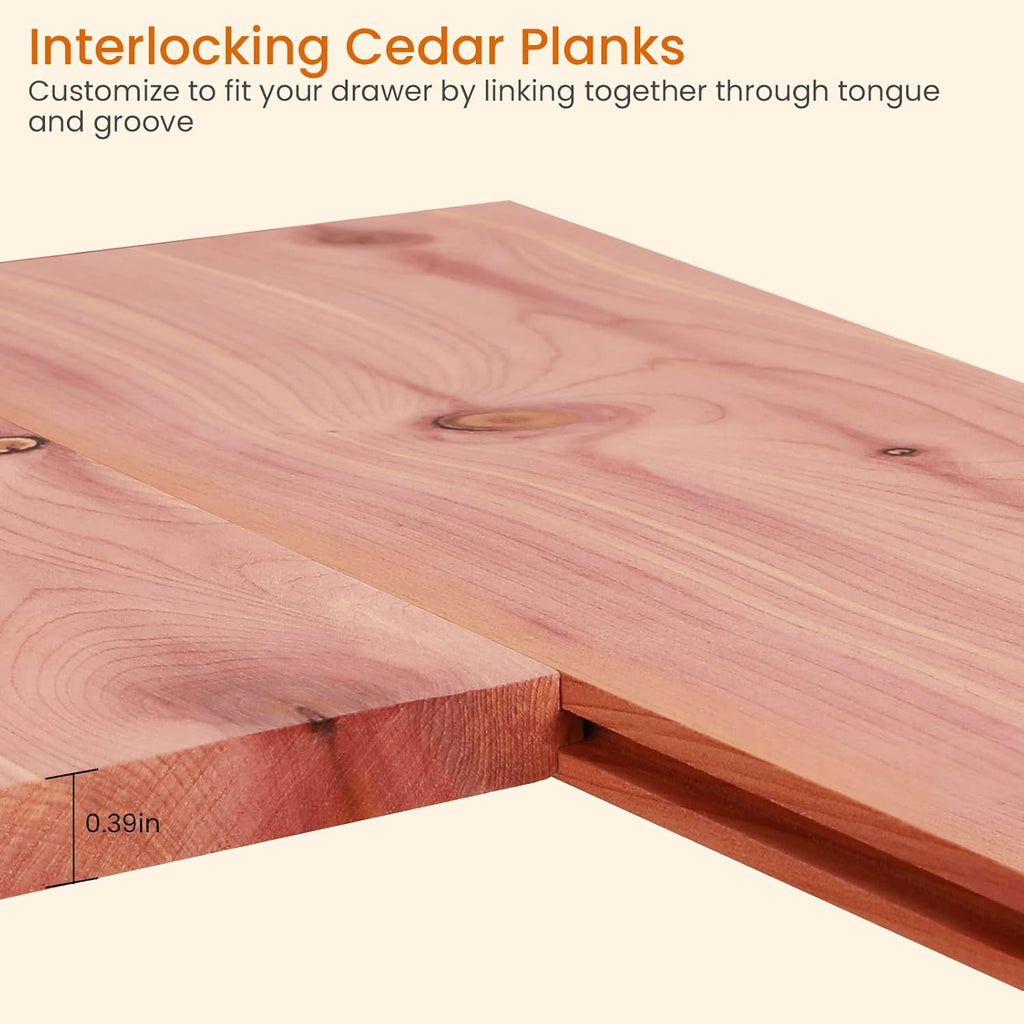 Homode Cedar Closet Liner Planks, Set of 8 Drawer Liners, Tongue and Groove, Aromatic Cedar Wood Panels for Clothes Storage, 11.5 x 4 x 0.4 Inches