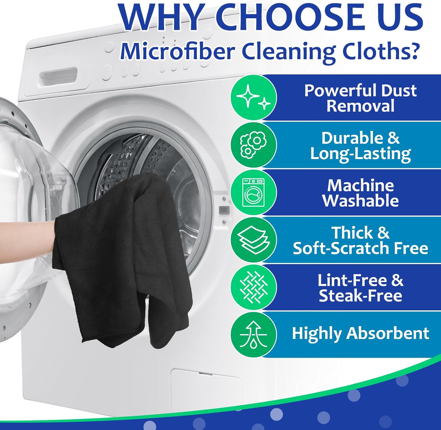 Newwiee 3 Pcs Extra Large Microfiber Cleaning Cloth 30" x 20" Washable Reusable Microfiber Towel Streak Free Lint Free Cloth for Cleaning Home Glass Office Window Bathrooms (Black)