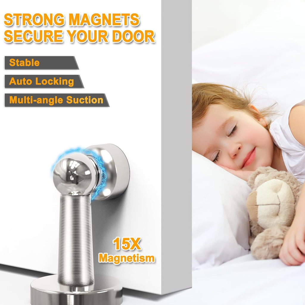 6 Pack Door Stopper Magnetic, COCIVIVRE Magnet Door Stop Stainless Steel for Wall and Floor Mounting, with Screws Drilling Mounting, Heavy Duty for Various Door Types to Hold Your Door Open