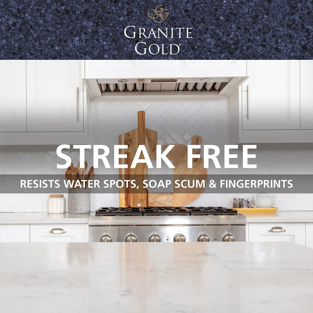 Granite Gold Quartz Clean & Shine Streak-Free Cleaner Deeps Cleans and Polishes All Quartz Surfaces Including Silestone, LG, and More, 64 Fluid Ounces and 2 x 24 Fluid Ounces