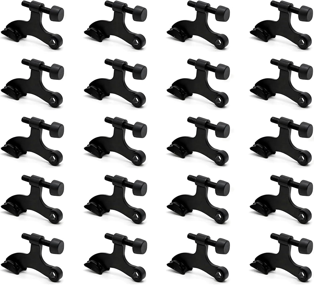 20 Pack Hinge Pin Black Door Stopper, Adjustable Heavy Duty Hinge Pin Door Stop with Black Rubber Bumper Tips