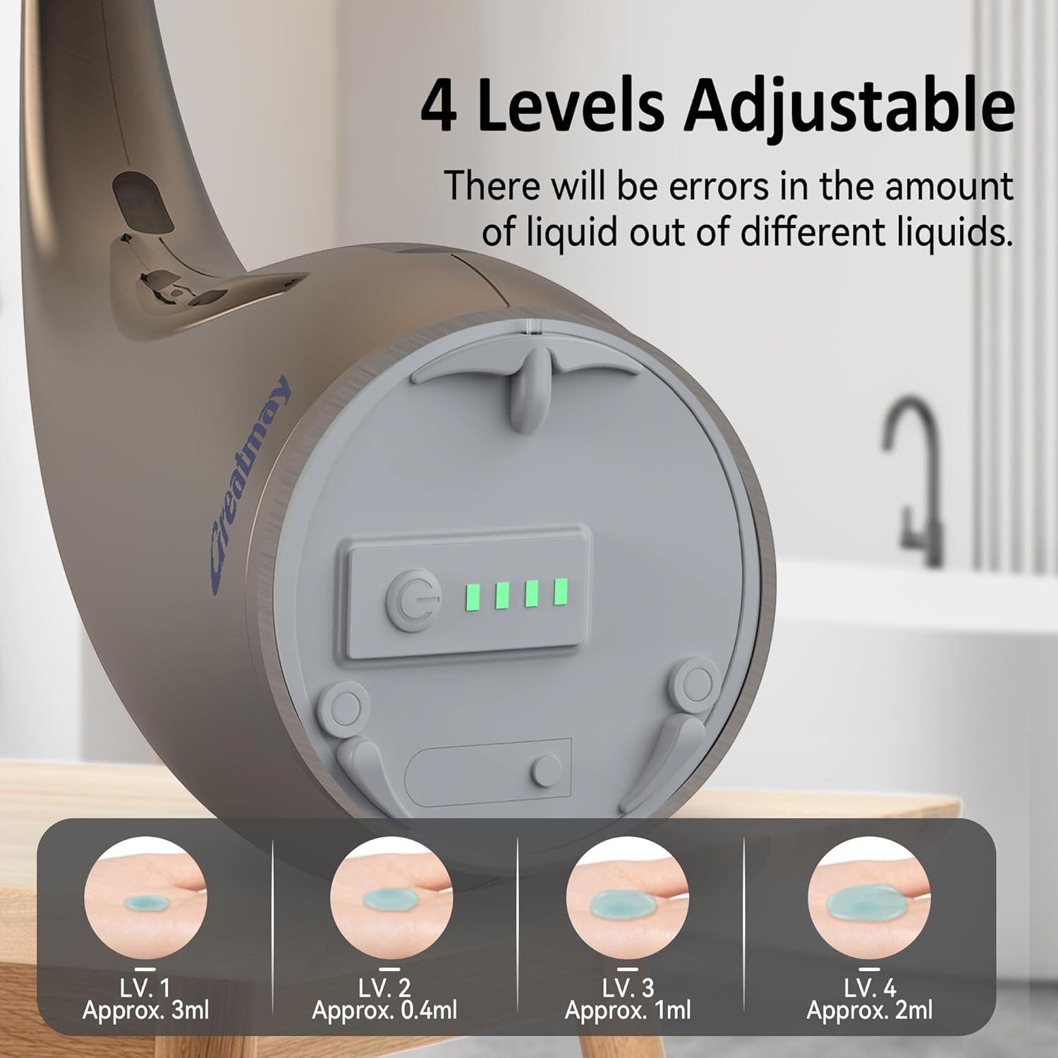 Adjustable Automatic Soap Dispenser Touchless, 4 Adjustable Levels Touchless Sensor Liquid Soap Pump Dispenser，300ml Rechargeable Magnetic Charging Hand Soap Dispenser for Kitchen，Bathroom