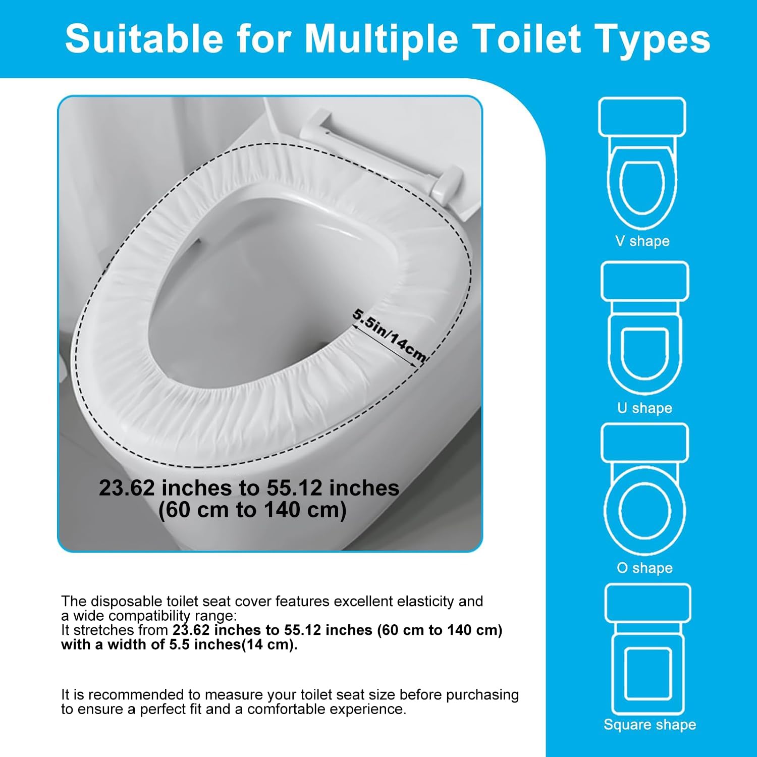 100 Pack Disposable Toilet Seat Cover Waterproof Non-Woven Fabric, Disposable Toilet Seat Covers for Travel, Disposable Seat Covers for Outing Hotel Hospital Public Toilet (Individual Package