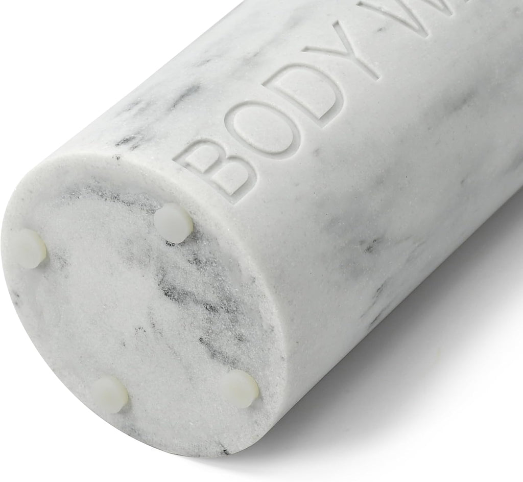 White Body Wash Dispenser Luxurious Refillable Pump Bottle with Embossed Text, Durable Construction for Bathroom and Kitchen