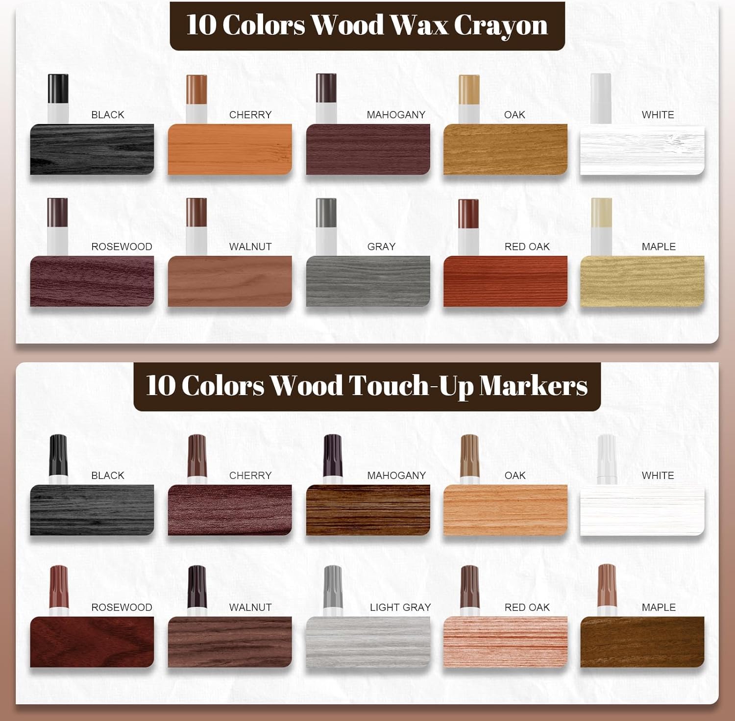 20 Colors Wood Filler Sticks Furniture Markers Touch up,Fill Putty Stick for Repair Furniture Scratch,Scuffs,Cracks and Nail Holes on Floors,Cabinets,Tables,and Doors Tables