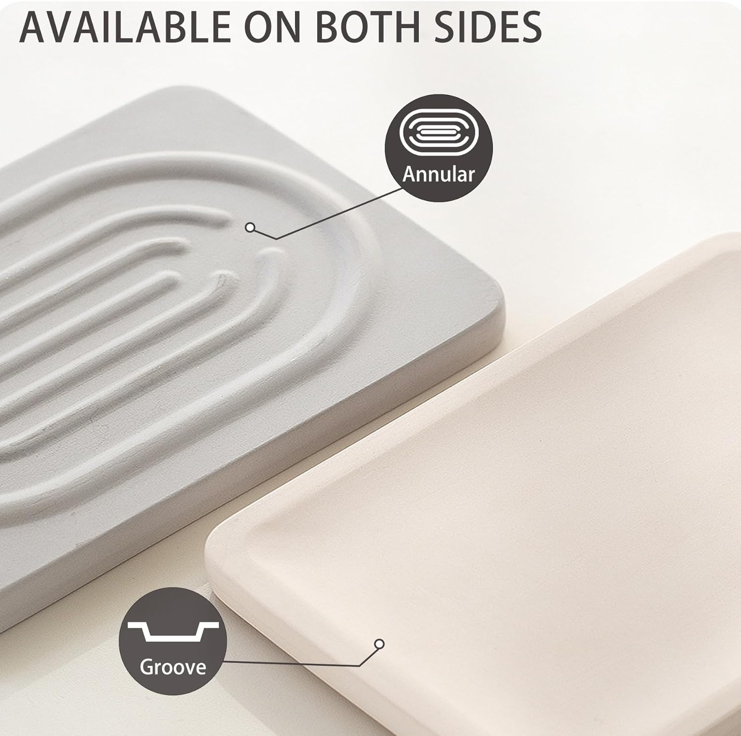 Diatomite Soap Dish for Kitchen Organizer, Quick Dry Sink Caddy Holder for Sponge, Brush, Toothbrush - Fast Absorbing Stone Tray (Beige, 4.8" x 3.1")