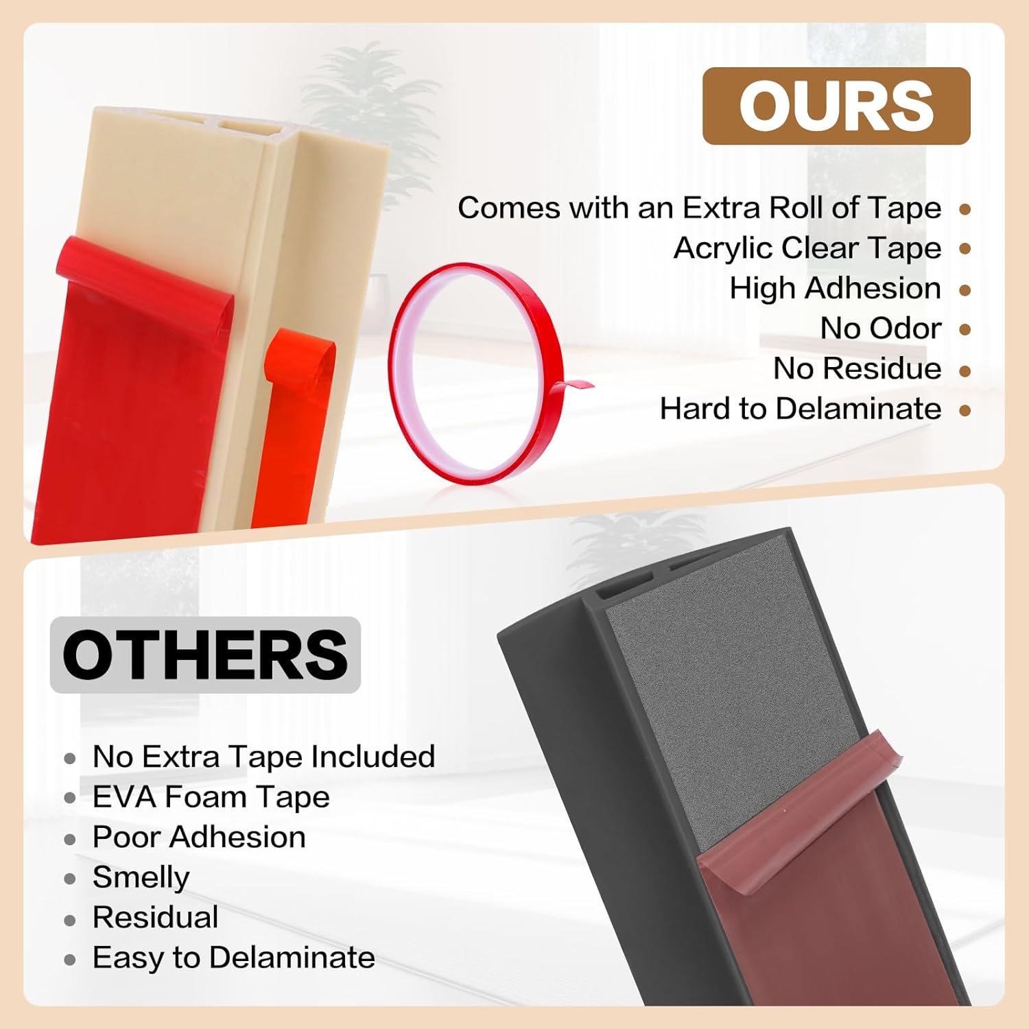 Floor Transition Strip Vinyl Door Threshold Ramp Self Adhesive Carpet Edging Strip Doorway Edge Trim, Overlap Edge Reducer for Laminate Carpet, Floor, Tile (Raw Wood Grain, 3/5" to 4/5", 6.6Ft)