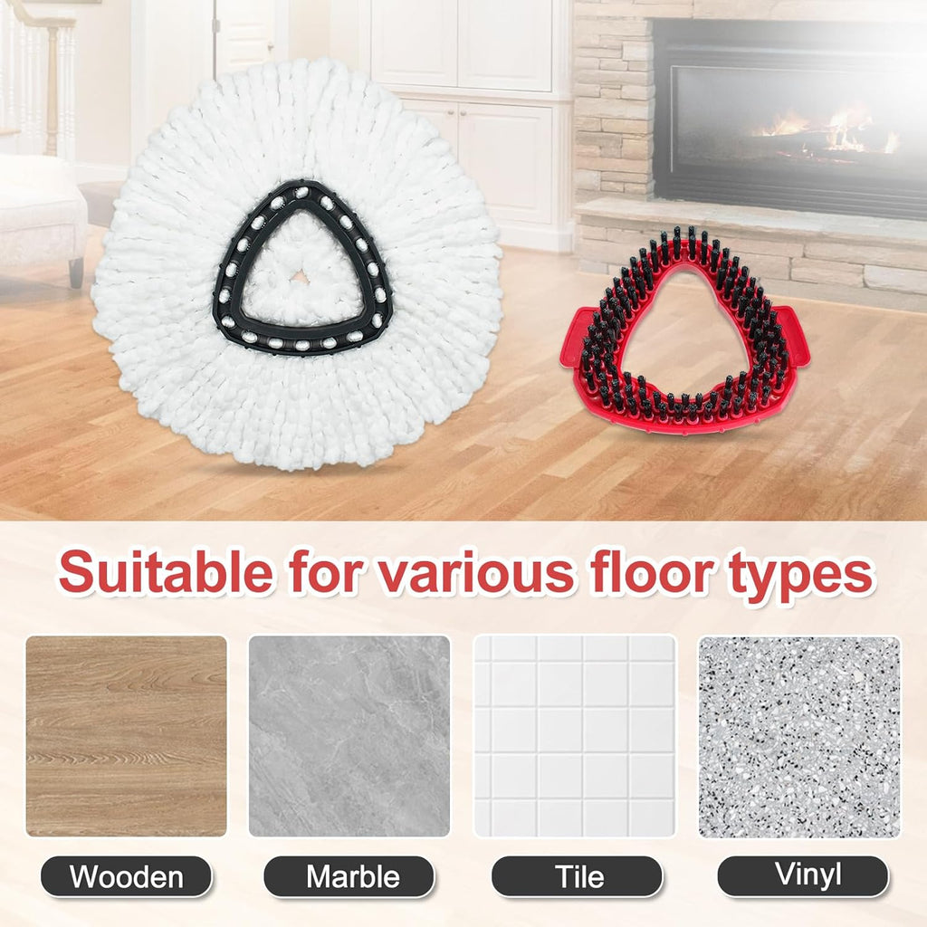 Mop Heads Replacement for Ocedar, Mop Replace Head for Ocedar EasyWring 1 Tank, Microfiber Spin Mop Refills, Include 5 Spin Mop Replacement Head Deep Cleaning Machine Washable with 2 Scrubber Mop Head