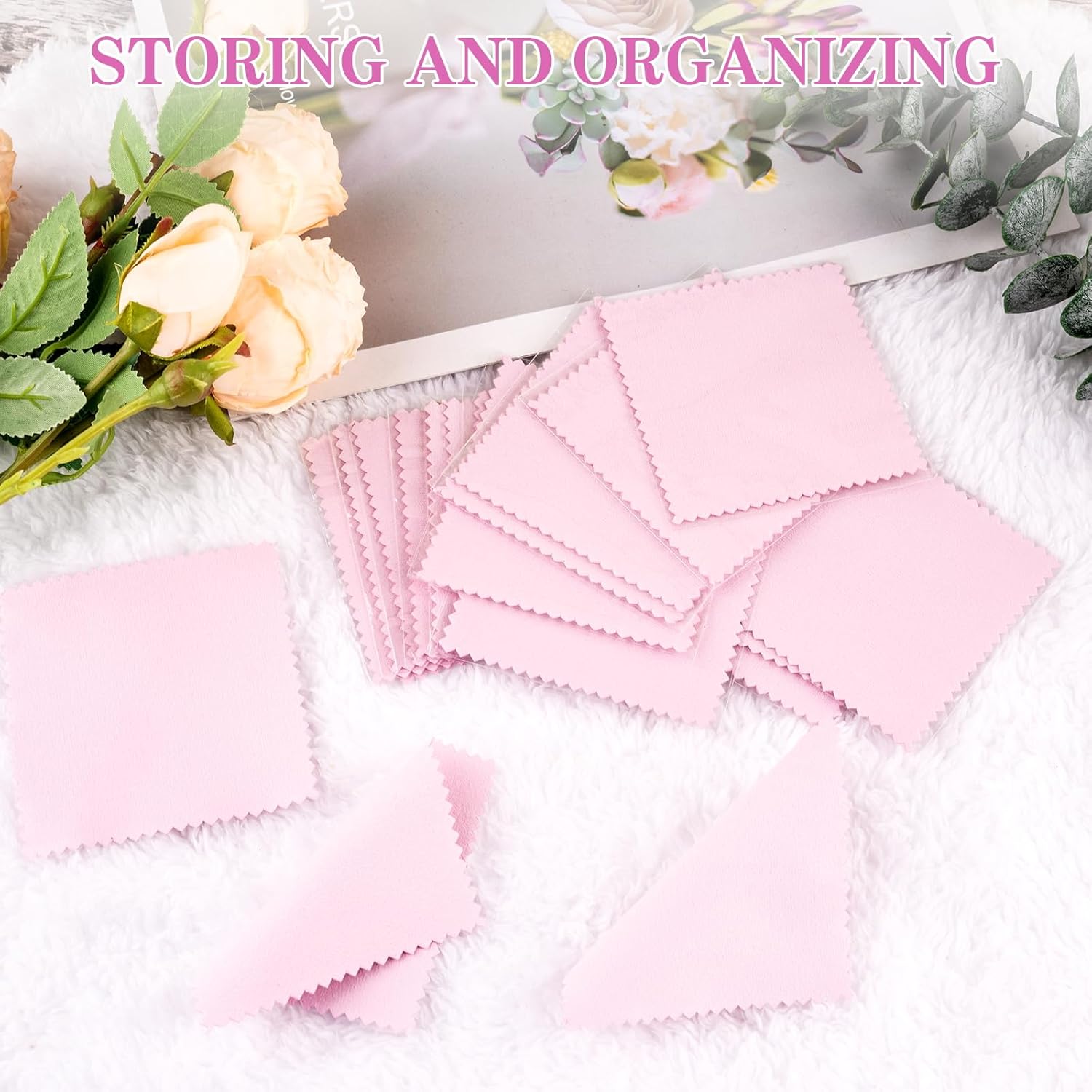 100 Pack Jewelry Polishing Cloth, 3.15" x 3.15" Pink Cleaning Cloths, Small Silver Cleaning & Polishing Cloth for Jewelry, Individually Wrapped.