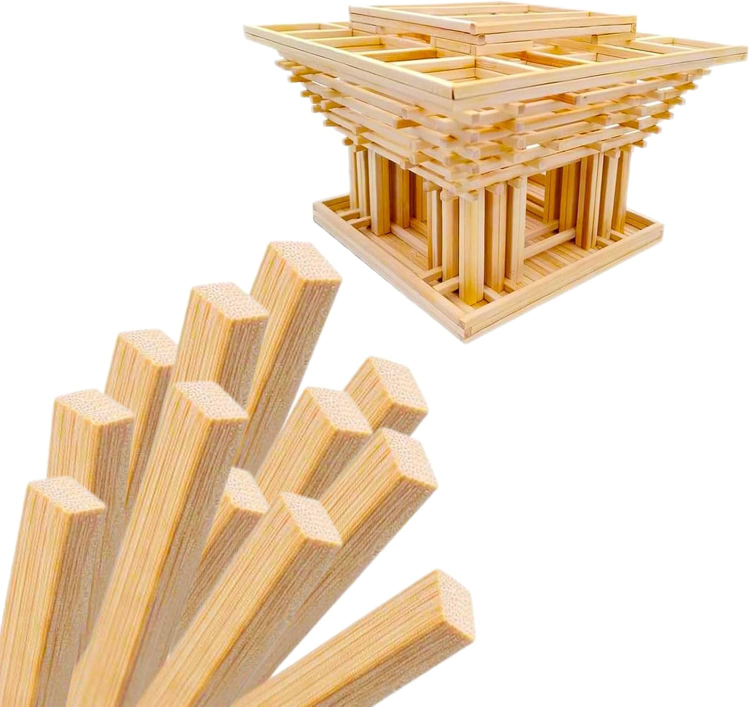 1/4 x 12 Inch 50 PCS Square Dowel Rods Wood Sticks Wooden Dowel Rods Unfinished Bamboo Sticks - for Crafts,Home Decor, Model Making and DIYers