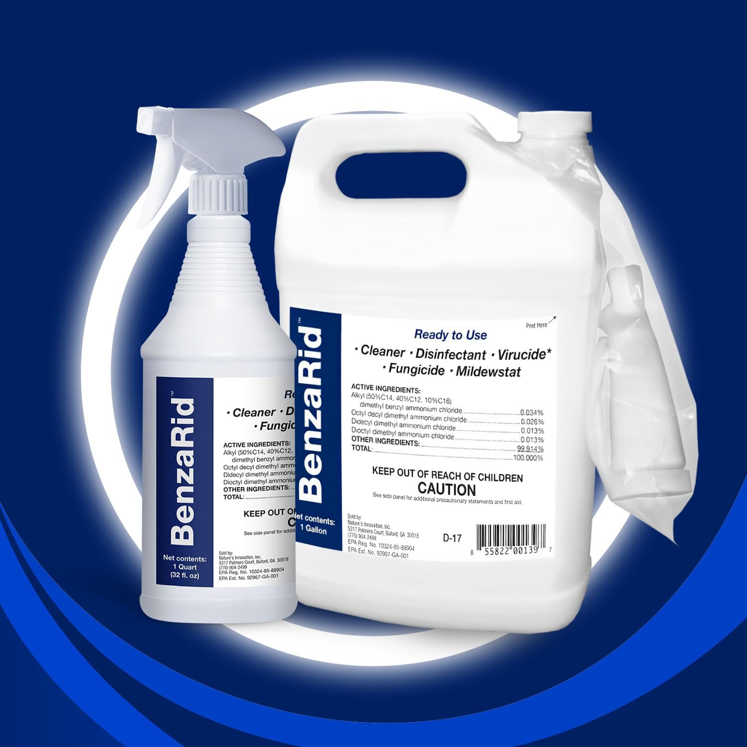 Pro Mold Killer Fungicide Disinfectant including Aspergillus Niger (Black Mold) H5N1 Pack | Multi-Purpose Fungicide, Mildewstat, Disinfectant, Virucide | EPA Reg. 1 Gal + 32 oz.