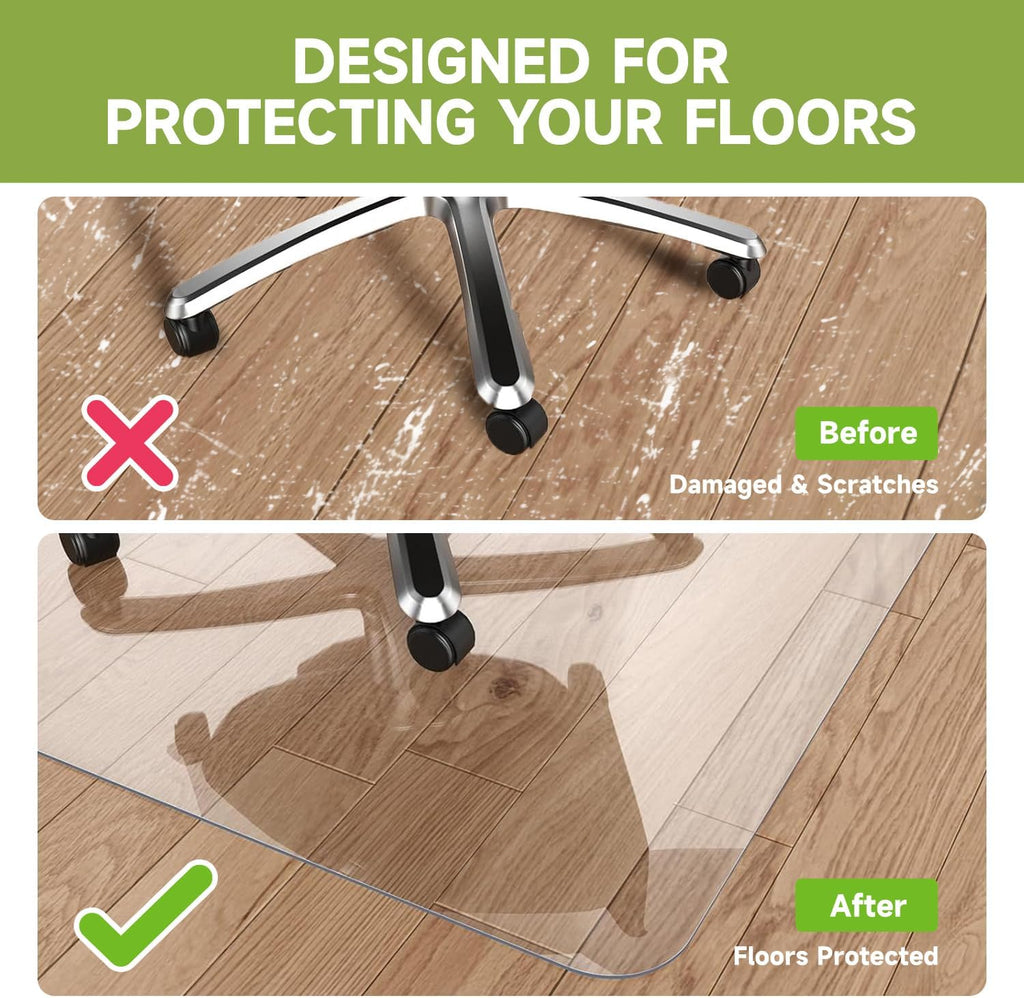 SOONAN Chair Mat for Hardwood Floor, 48" x 36" Clear Office Floor Mat, 0.08" Thickness Heavy Duty Computer&Desk Chair Mat,Floors Protector Chair Mats for Home & Office