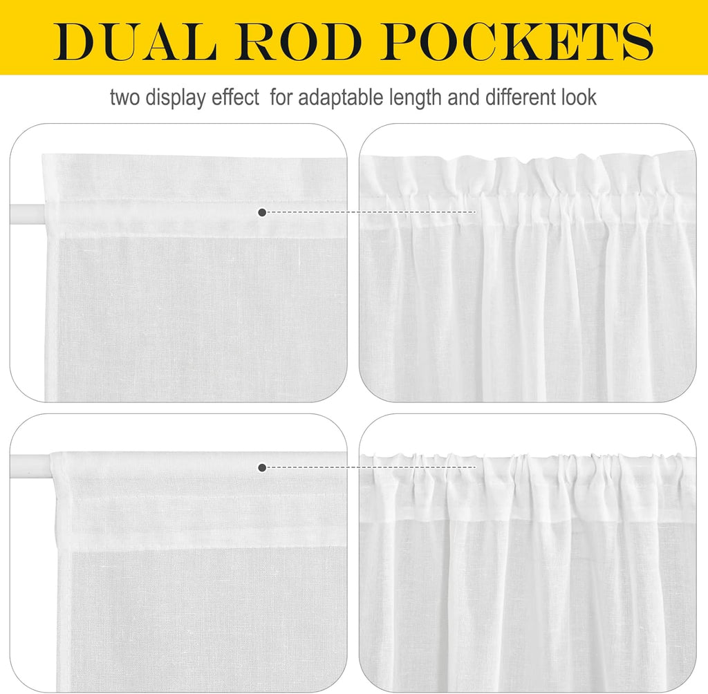 NICETOWN Sheer Curtains for French Door, Light Filtering Rod Pocket Door Curtain for Doorway Temporary Privacy Window Covering for Living Room Patio Glass, 26" W x 80" L, 1 PC, White