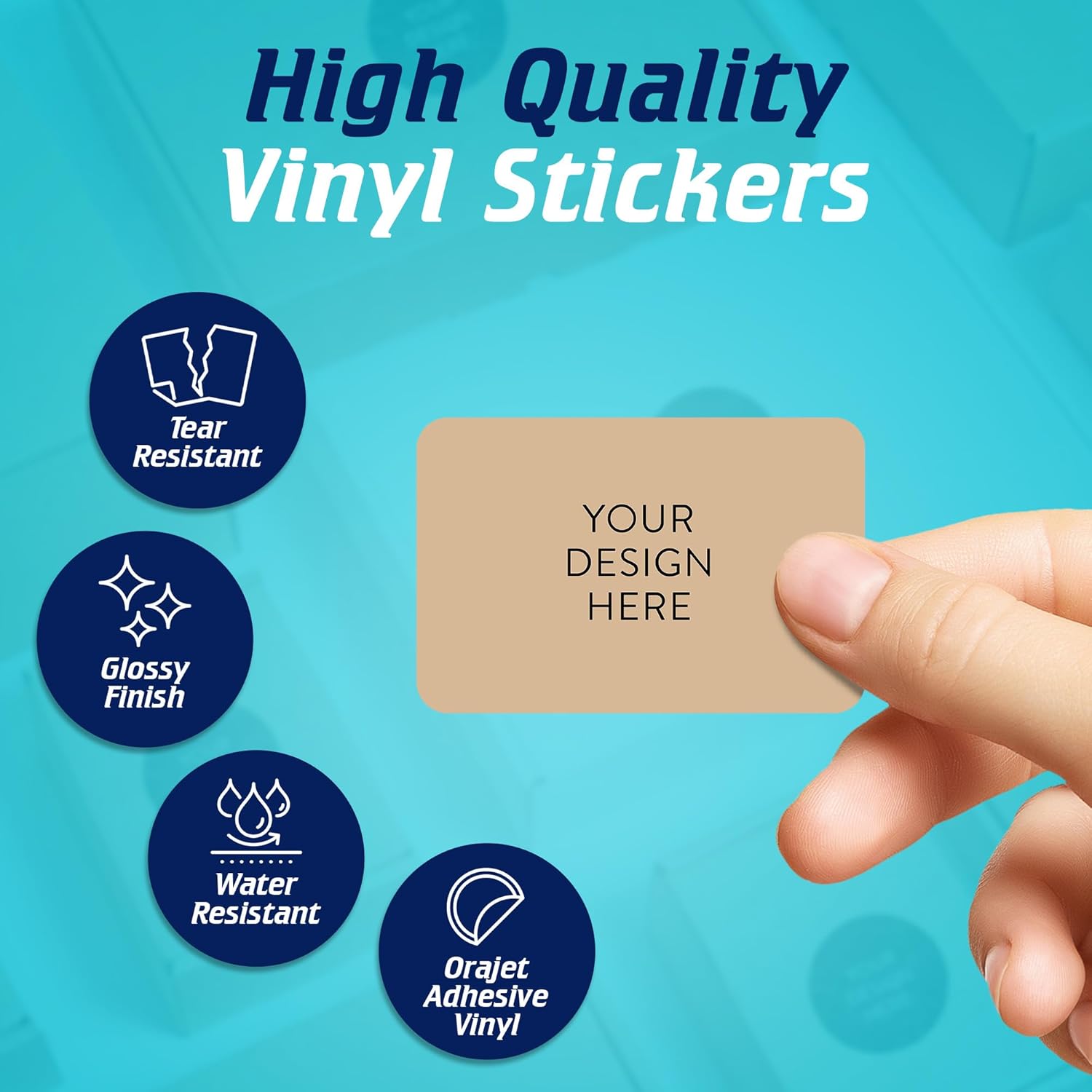 100 Custom Vinyl Stickers - Upload Your own Image, Text, Design, Logo - Personalized Logo Labels for Handmade, Packaging, Bottle, Jars, Candle, Brand Stickers (Brown, 4x2)