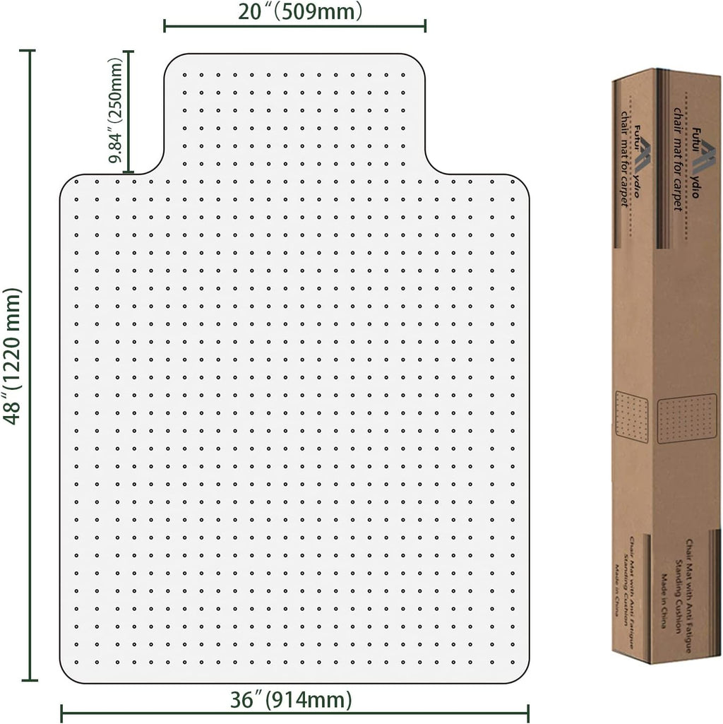 FuturHydro Office Chair Mat for Low Pile Carpet, 48" x 36" Clear Computer Desk Chair Mats for Carpeted Floors, Easy Glide Rolling Plastic Floor Mat (with Lip)