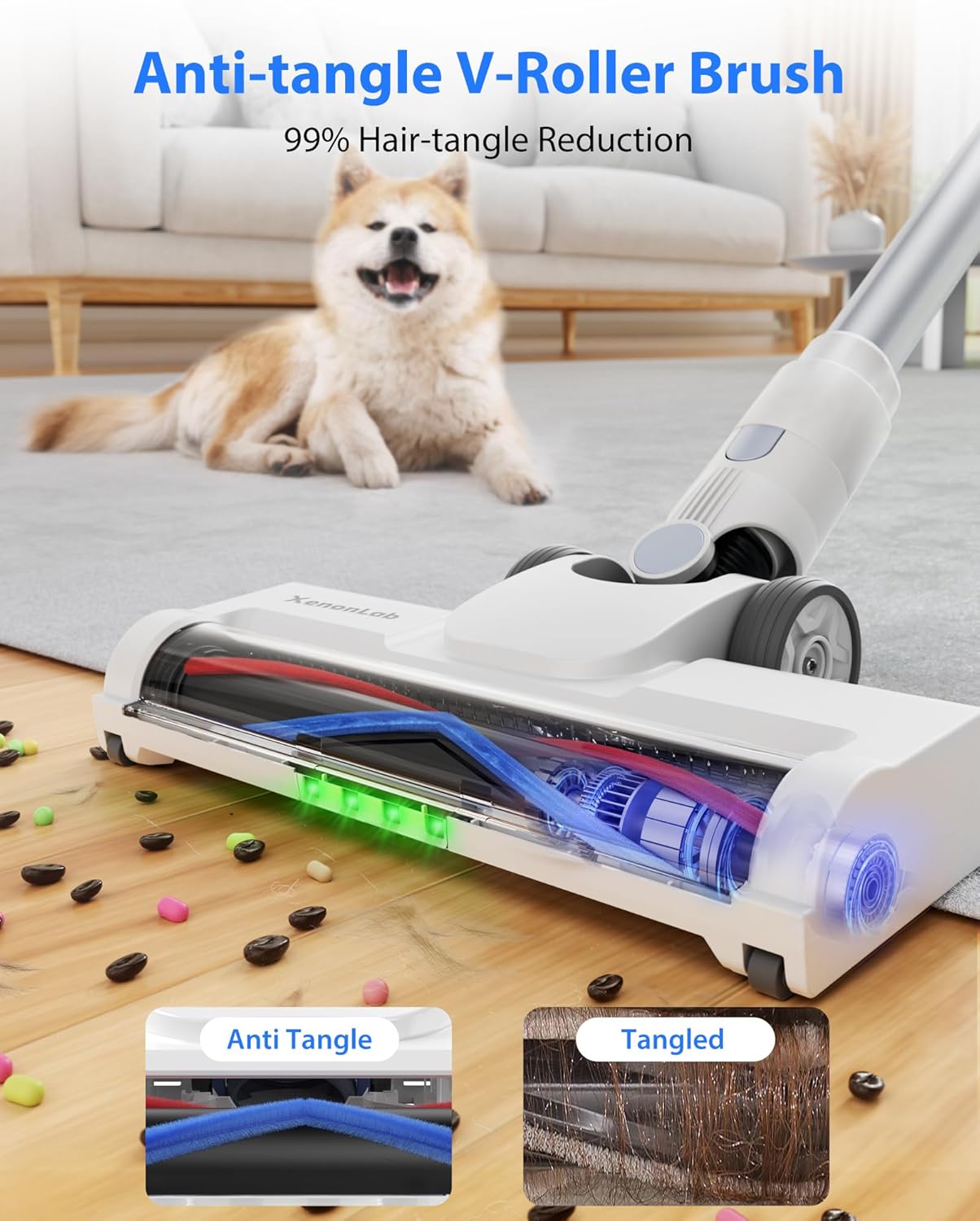 Cordless Vacuum Cleaner, 45KPA Stick Vacuum Cleaners for Home, 6-in-1 Rechargeable Lightweight Vacuum, Up to 35Mins Runtime, with Powerful Suction for Carpets, Pet Hair, Hardwood Floors