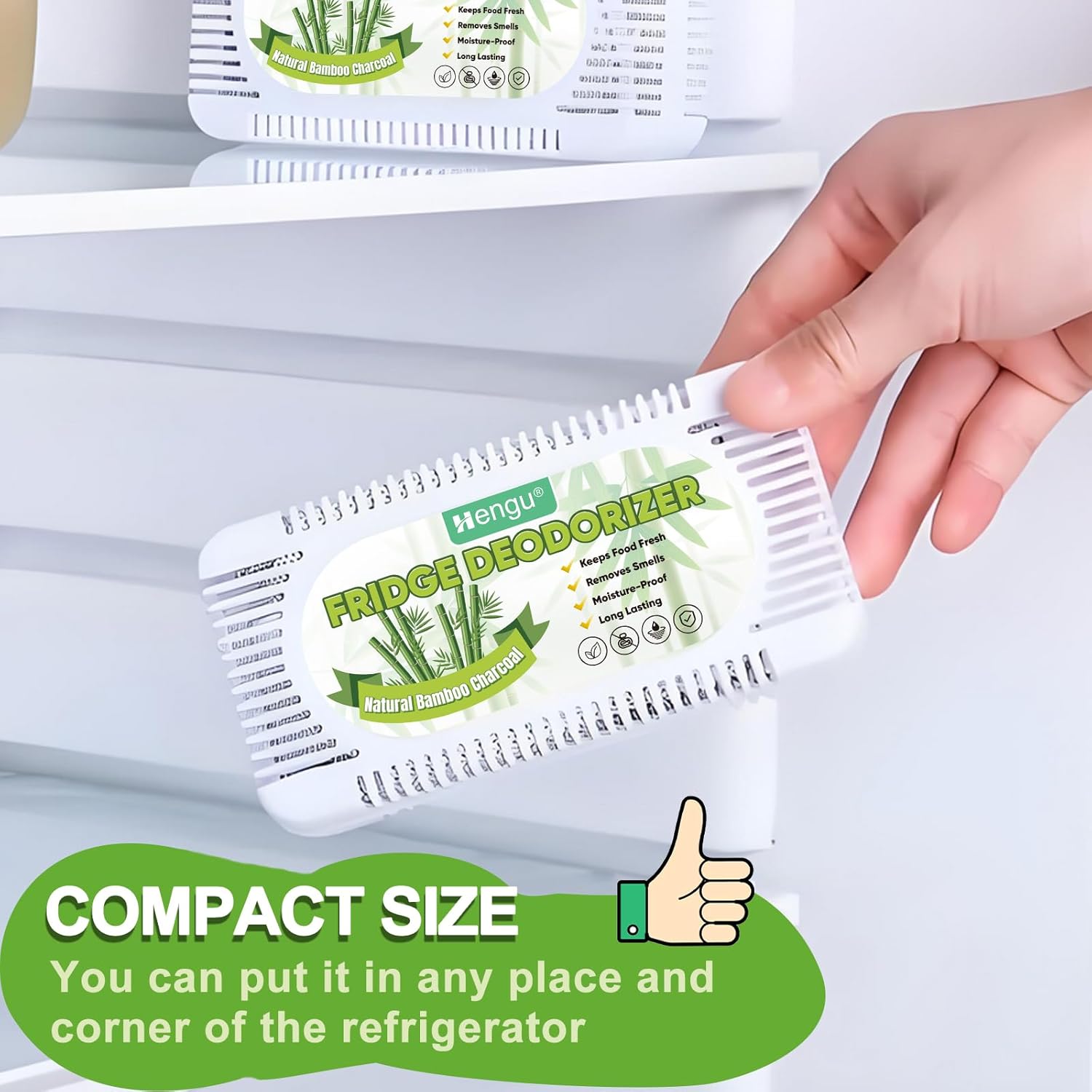 Hengu Fridge Deodorizer, (6 Pack) Fridge Odor Eliminator Natural Activated Charcoal More Effective Fridge Deodorizer Odor Eliminator Than Baking Soda, Smell Eliminator for Refrigerator & Freezer