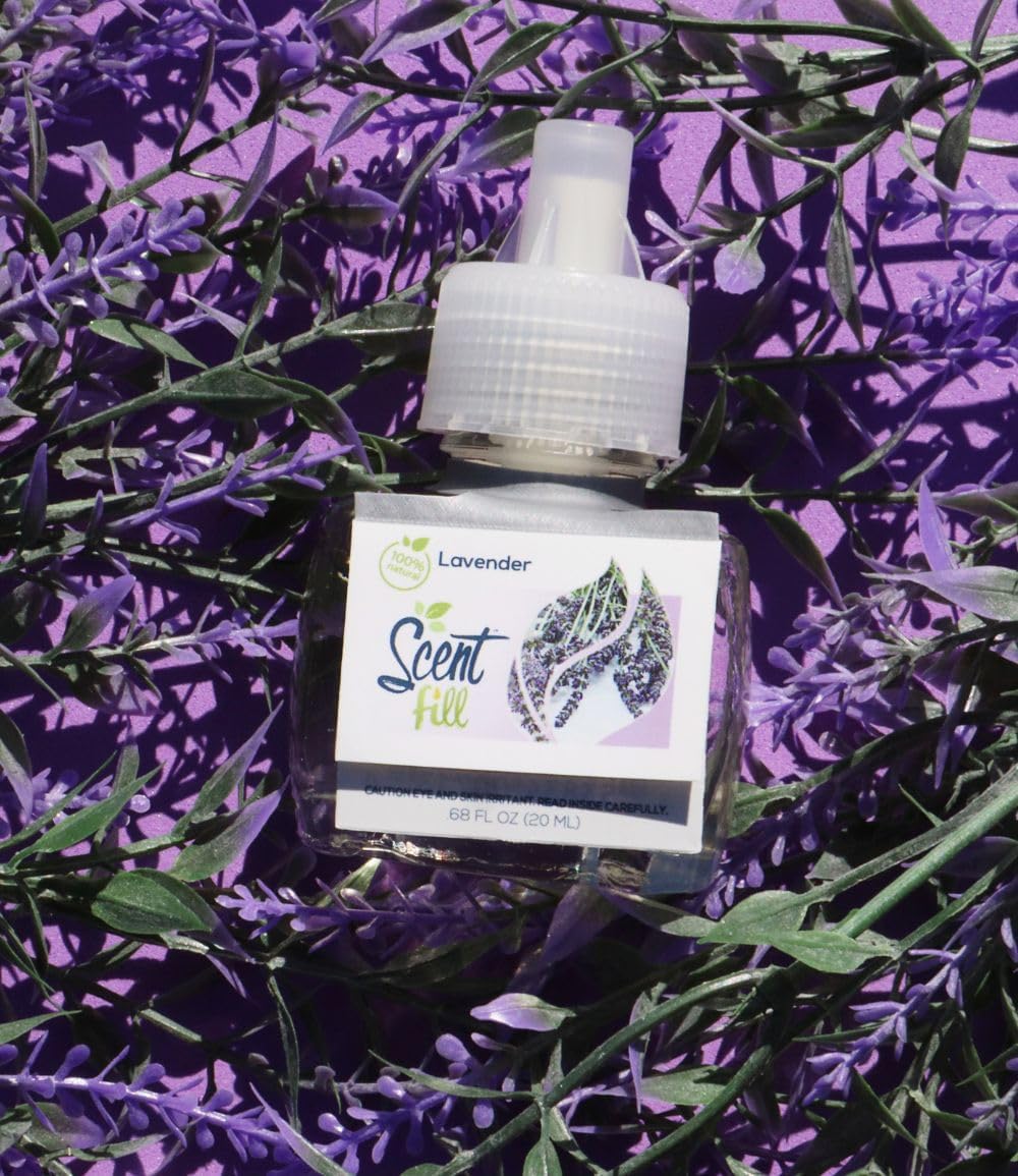 Scent Fill 100% Natural Lavender Plug in Air Freshener, Scented Oil Refills, 2 Refills + Diffuser