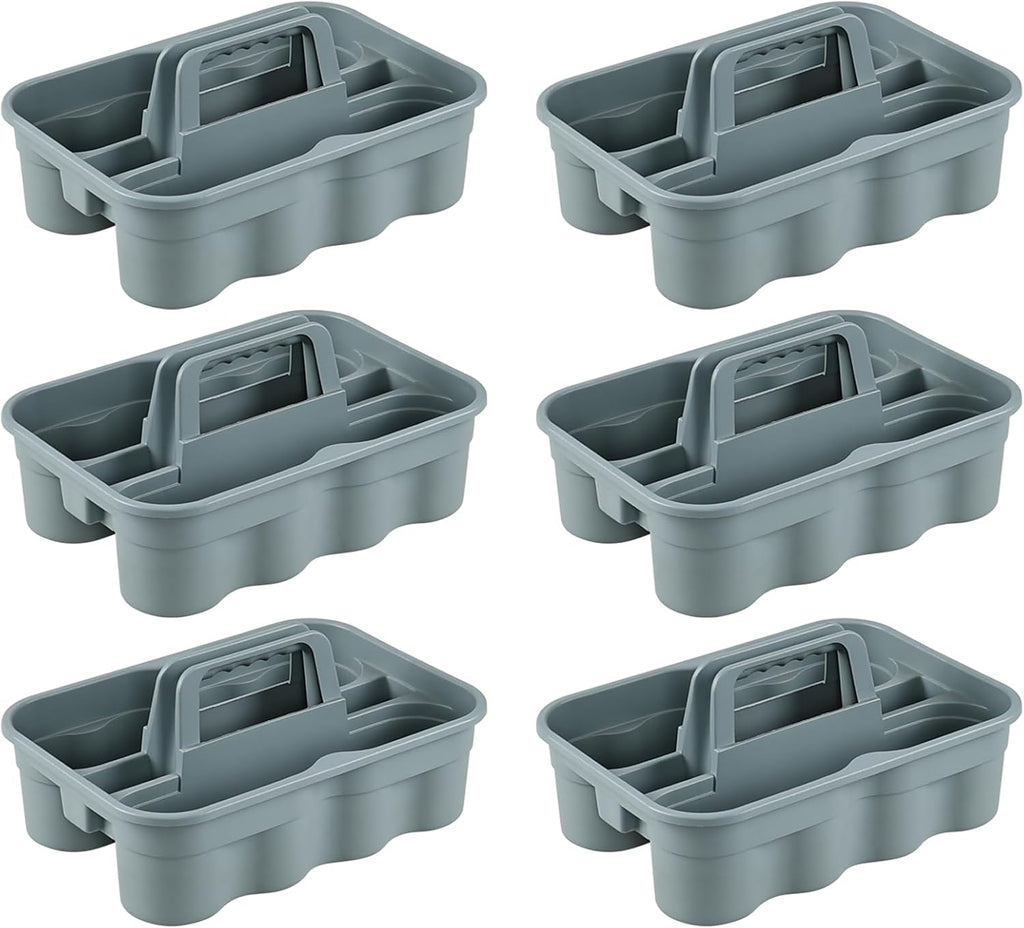 All-Purpose Cleaning Caddy, Cleaning Tool Organizer with Handle Portable Shower Caddy Basket, Grey, 6 Pack
