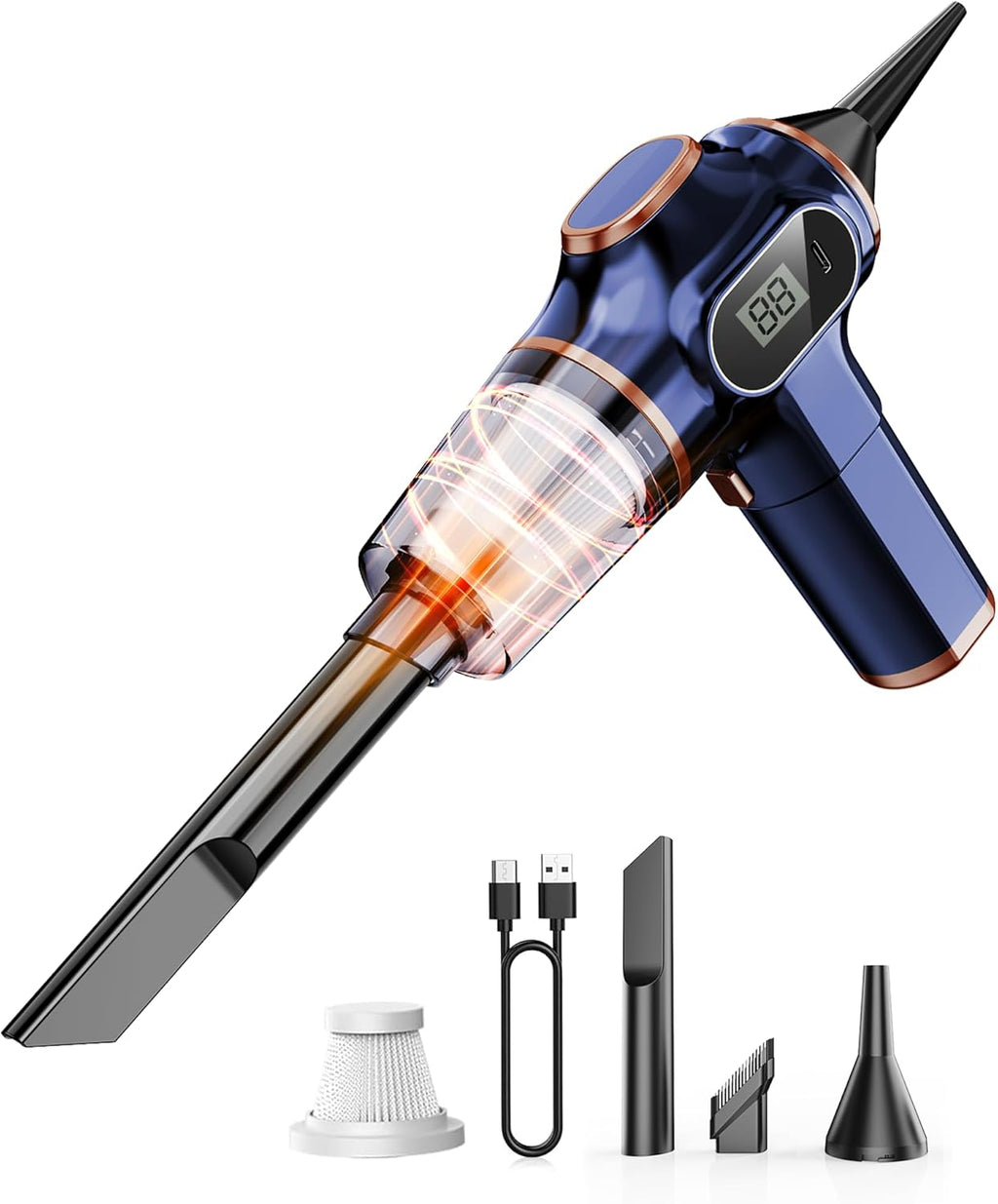 Portable Car Vacuum Cordless Mini Handheld Vacuums Cleaner Rechargeable with LCD Display and Multi-Nozzles, High Power Hand held Cleaners for Car, Home, Office, Sofa, Pet Hair,Keyboard