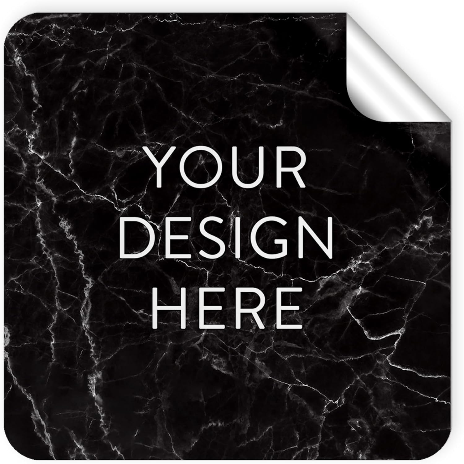 100 Custom Vinyl Stickers - Upload Your own Image, Text, Design, Logo - Personalized Logo Labels for Handmade, Packaging, Bottle, Jars, Candle, Brand Stickers (Black Marble, 2x2 Square)