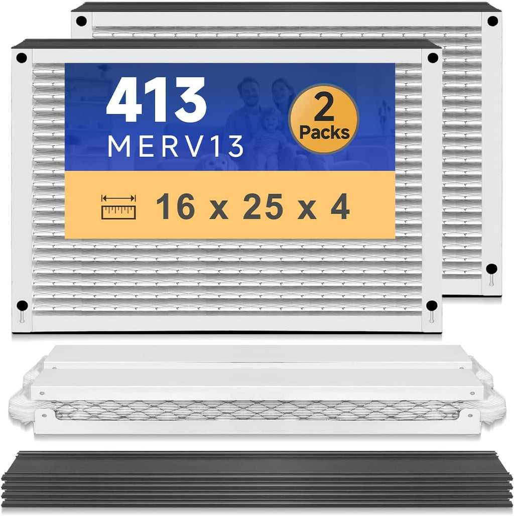 413 Replacement Air Filter MERV 13 16x25x4 for Air Purifiers Model 1410 1610 2140 2400 2410 2416 3410 4400 or 2400 with Upgrade Kit 1413 Pleated HVAC AC Furnace Filter 2-Pack