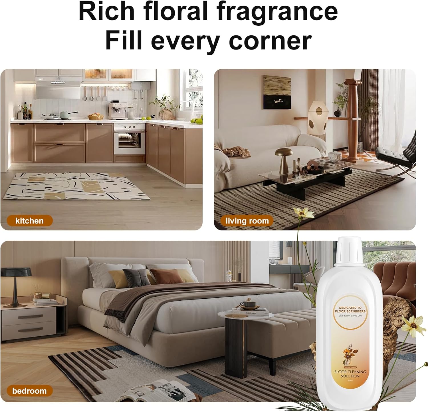 Floor Cleaning Solution Compatible With Tineco , Deep Cleans for Multiple Hard Floors, Suitable With All Robot Vacuums with Mopping and Cordless Wet/Dry Vacuum Mop Cleaner (Floral Fragrance 1 Bottle)