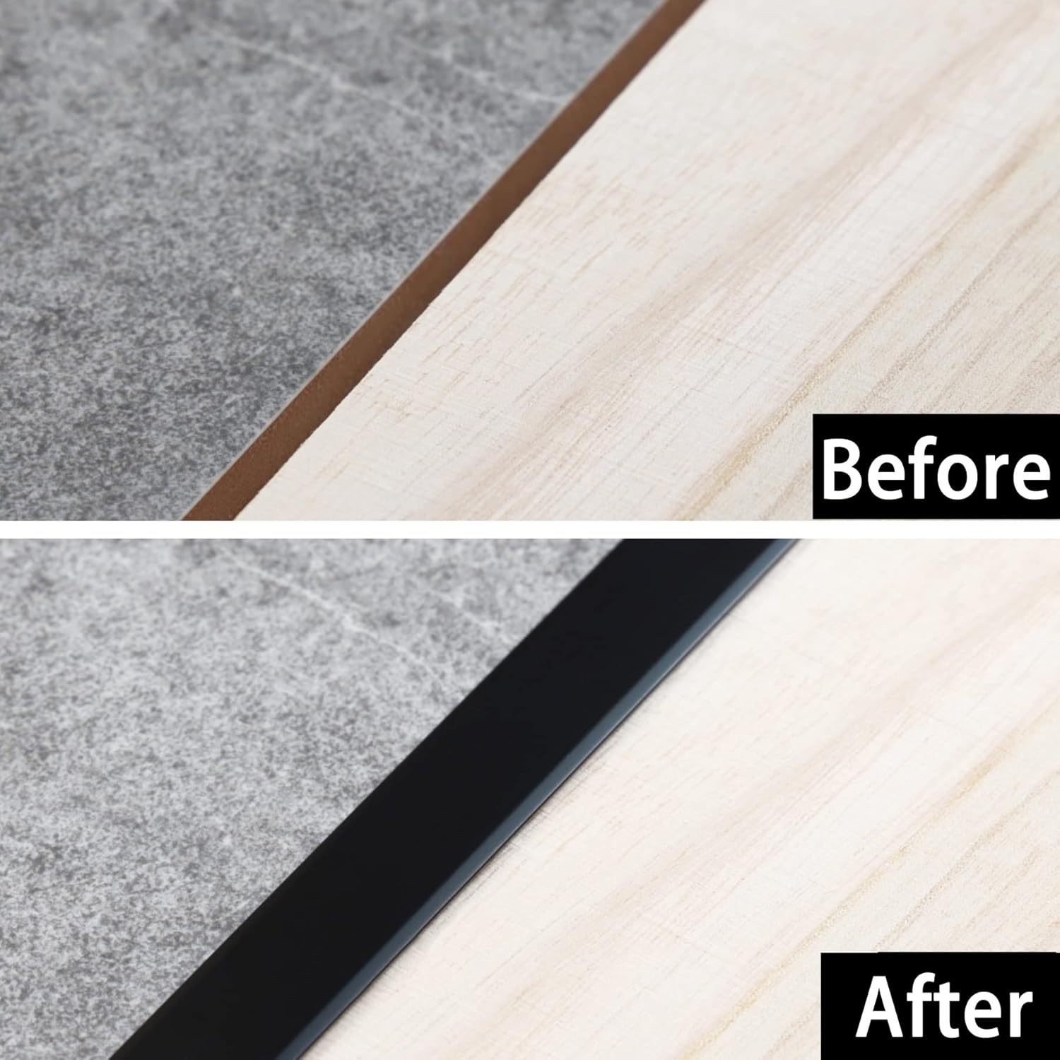 3Pcs Aluminum T Molding Trim & Floor Transition Strips, Flat Divider Strip for Door Threshold and Joining Flooring Gaps of Laminate Planks Tile (2.9Ft x 0.8In, Matte Black)