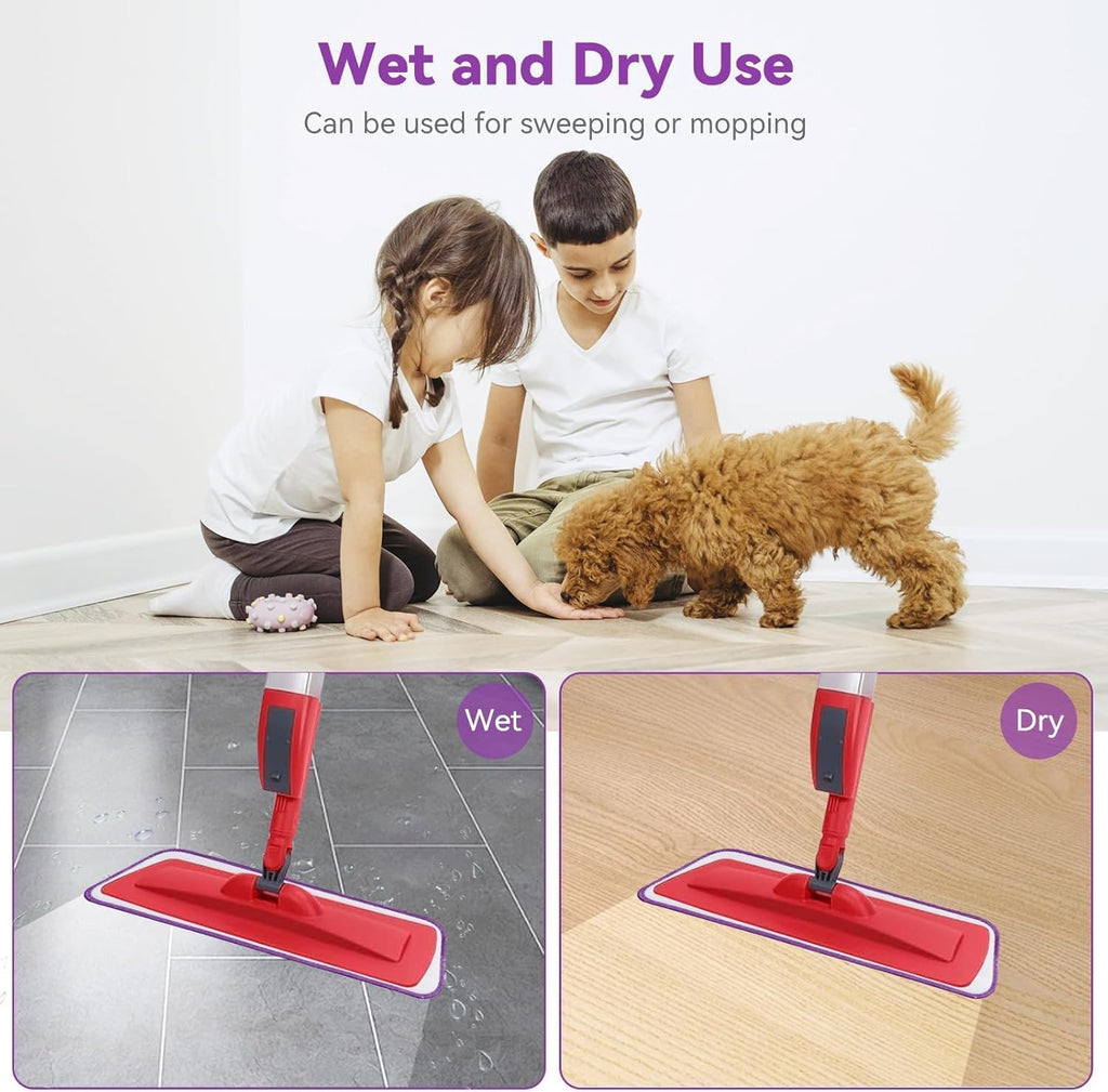 16.5 inch Microfiber Mop Pads for Rubbermaid Reveal Spray Mop and Any 16.5" Flat Mop - 6 Pack 13''-15'' Spray Mop Pad Reusable Washable Replacement Refills - Purple & Yellow