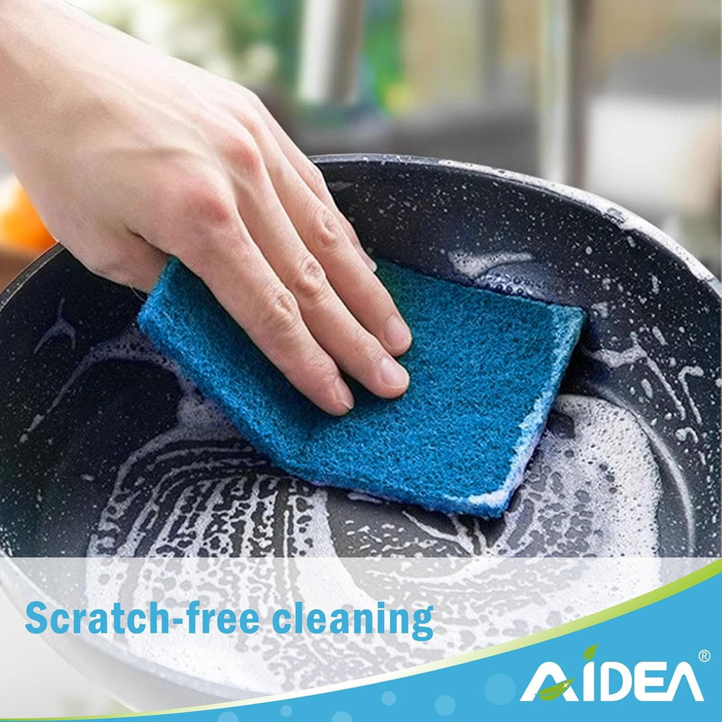 AIDEA Non-Scratch Scouring Pads, Dish Scrubber Pads for Household and Kitchen, Multipurpose Scour Pads for Cleaning, 24 Pack, 5.5in*3.5in