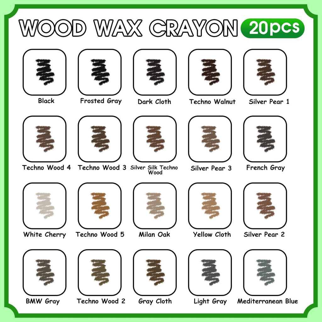 Furniture Markers Touch Up, 20 Colors Wood Filler Sticks, Wood Wax Crayons for Repairing Scratches, Scuffs, Cracks, Holes on Furniture, Floors, Cabinets, Tables, and Doors - Tech Wood Series