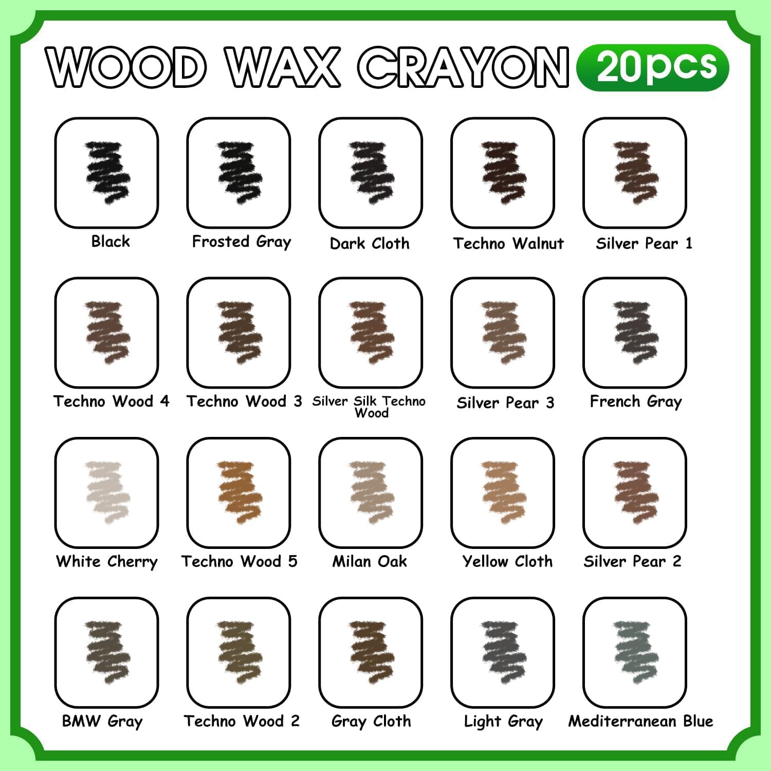 Furniture Markers Touch Up, 20 Colors Wood Filler Sticks, Wood Wax Crayons for Repairing Scratches, Scuffs, Cracks, Holes on Furniture, Floors, Cabinets, Tables, and Doors - Tech Wood Series