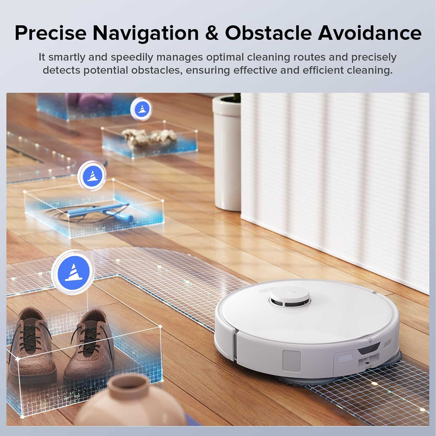 Roborock Qrevo Edge S5A Robot Vacuum and Mop, 18,500Pa, Zero-Tangling, DuoDivide Main Brush, FlexiArm Side Brush, Hot Water Mop Washing & Self-Cleaning, Warm Air Drying, Self-Emptying, White