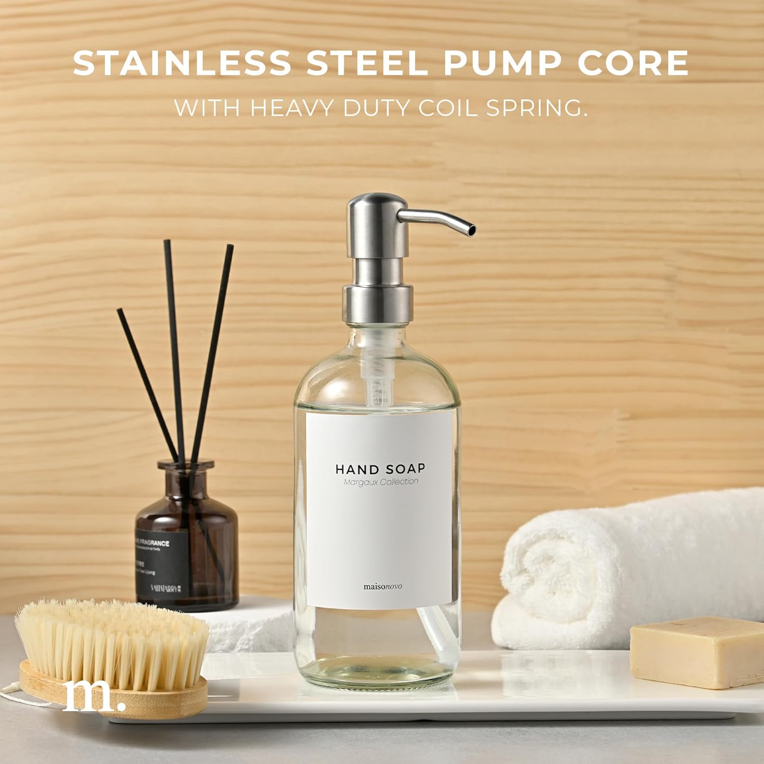 MaisoNovo Soap Pump Replacement - 2X Silver Metal Soap Dispenser Pumps - Stainless Steel