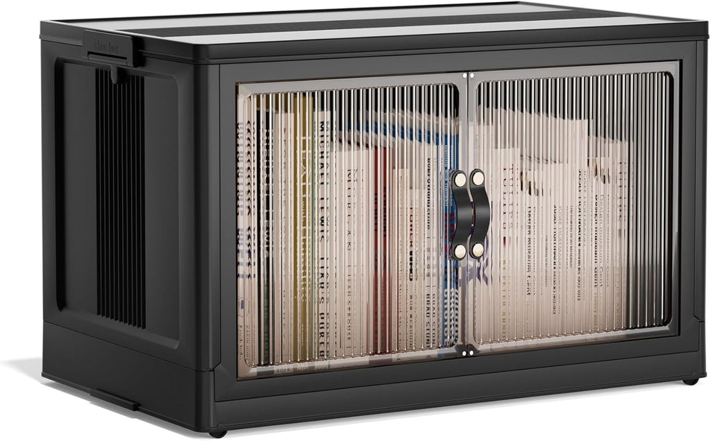 Jalove 50QT Plastic Storage Bins with lids, Stackable Collapsible Storage Containers with Wheels, Closet Organizer and Storage Drawers, Clothes Storage Cabinet for Home Office Garage, 1 Pack Black