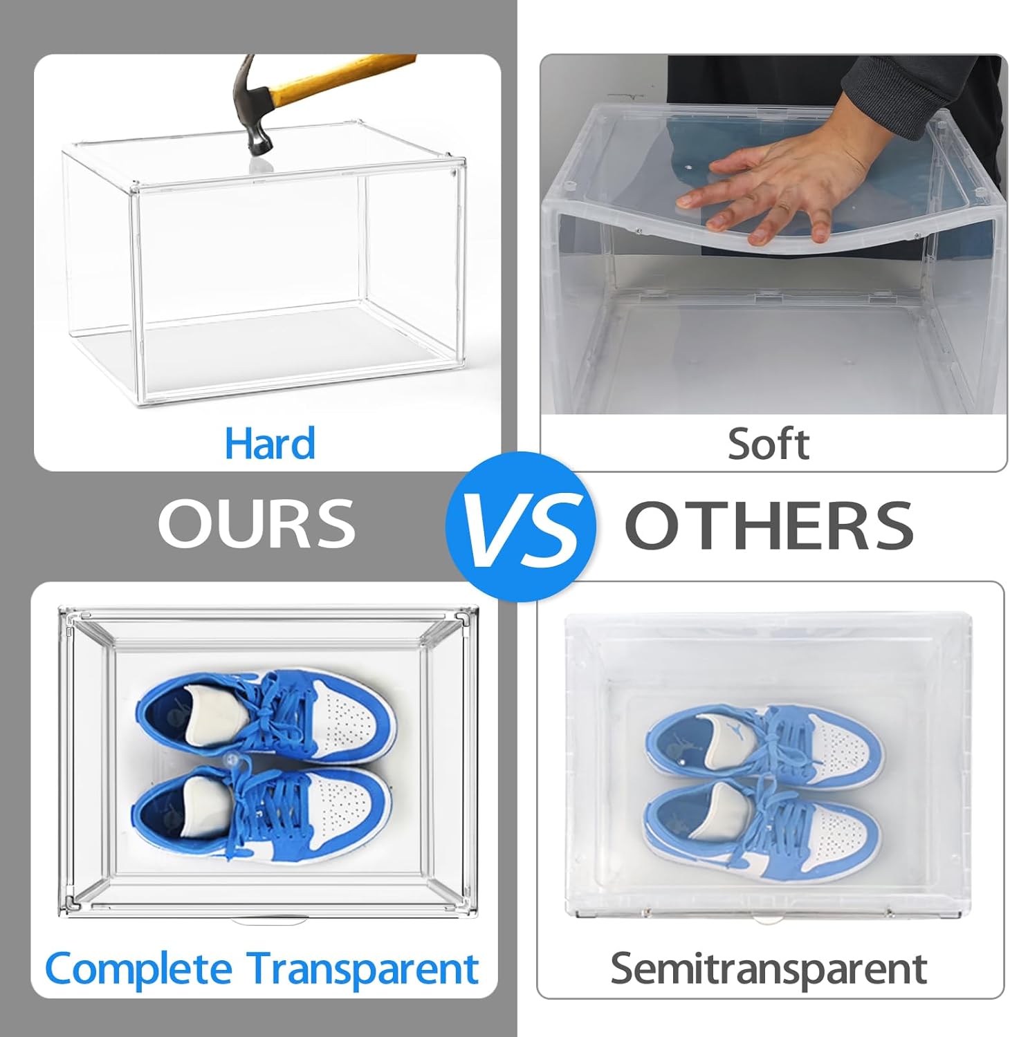 10 Pack Shoe Box Organizer Clear Plastic Stackable Shoe Boxes with Magnetic Lid Acrylic Display Case Shoe Containers for Entryway,Sneaker Storage Fit up to US Size 12