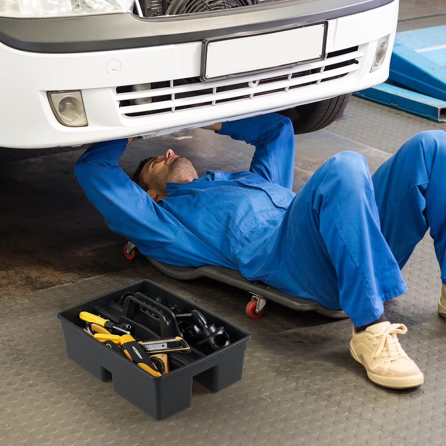 6 Pack Plastic Cleaning Caddy with Handle for Cleaning Supplies, Gray Plastic Carry Caddy Cleaning Tote