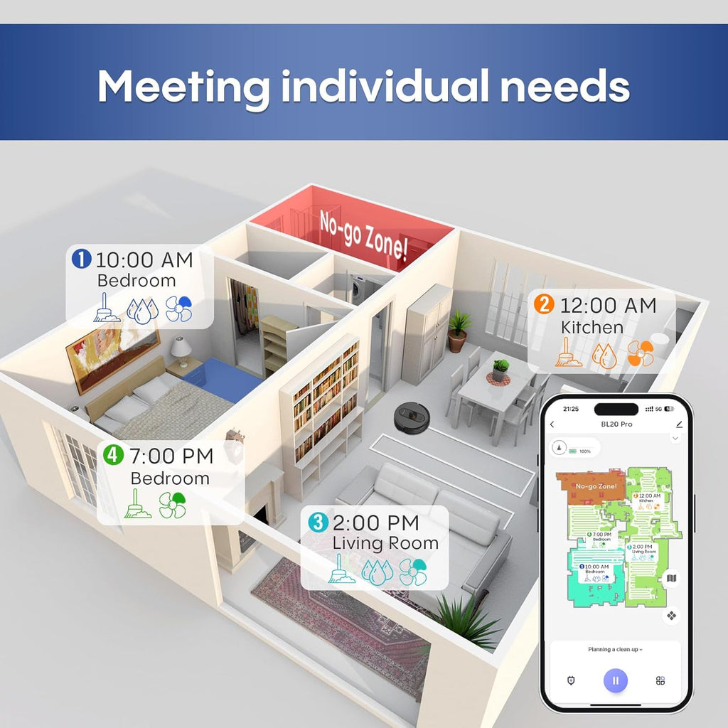 Robot Vacuum and Mop with Self-Emptying, 5000Pa Robot Vacuum Cleaner with LiDAR Navigation, Mapping,60-Day Hands-Free, Wi-Fi/App/Alexa Control, Ideal for Pet, Hard Floors, Carpet