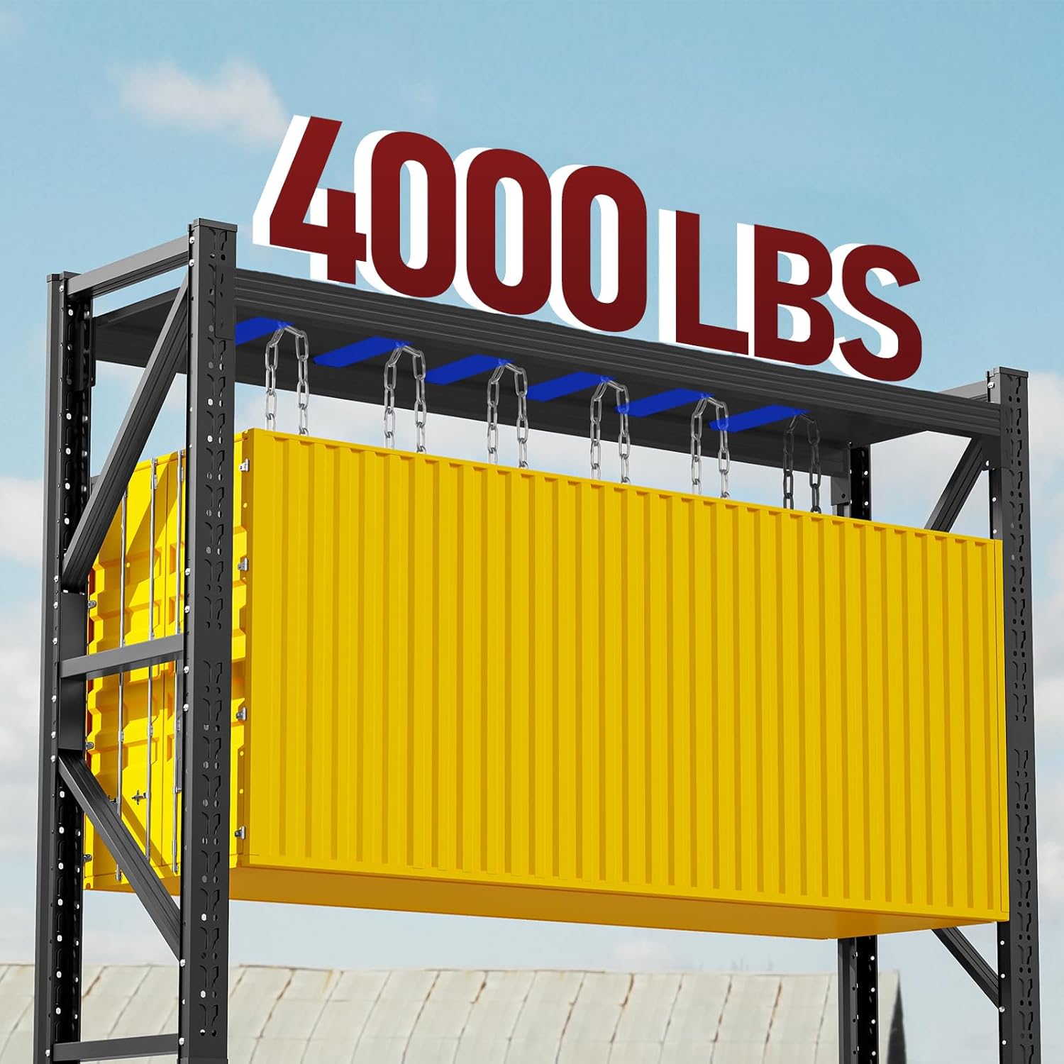 4000LBS Storage Shelves Heavy Duty, 48" W Metal Garage Shelving Units, 4 Tier Adjustable Shelf, Garage Storage Shelves Rack, Industrial Shelving for Warehouse, Basement,48" W x 24" D x 79" H