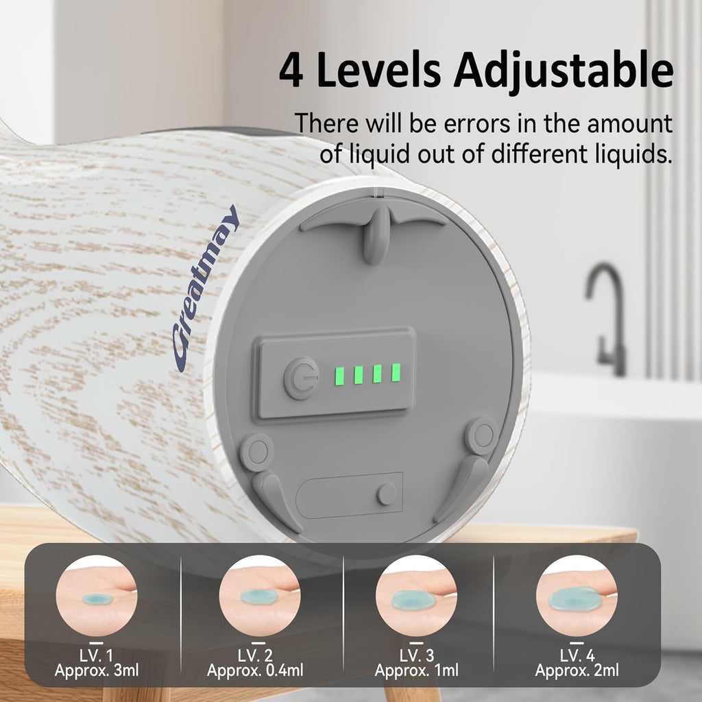 Adjustable Automatic Soap Dispenser Touchless, 4 Adjustable Levels Touchless Sensor Liquid Soap Pump Dispenser，300ml Rechargeable Magnetic Charging Hand Soap Dispenser for Kitchen，Bathroom