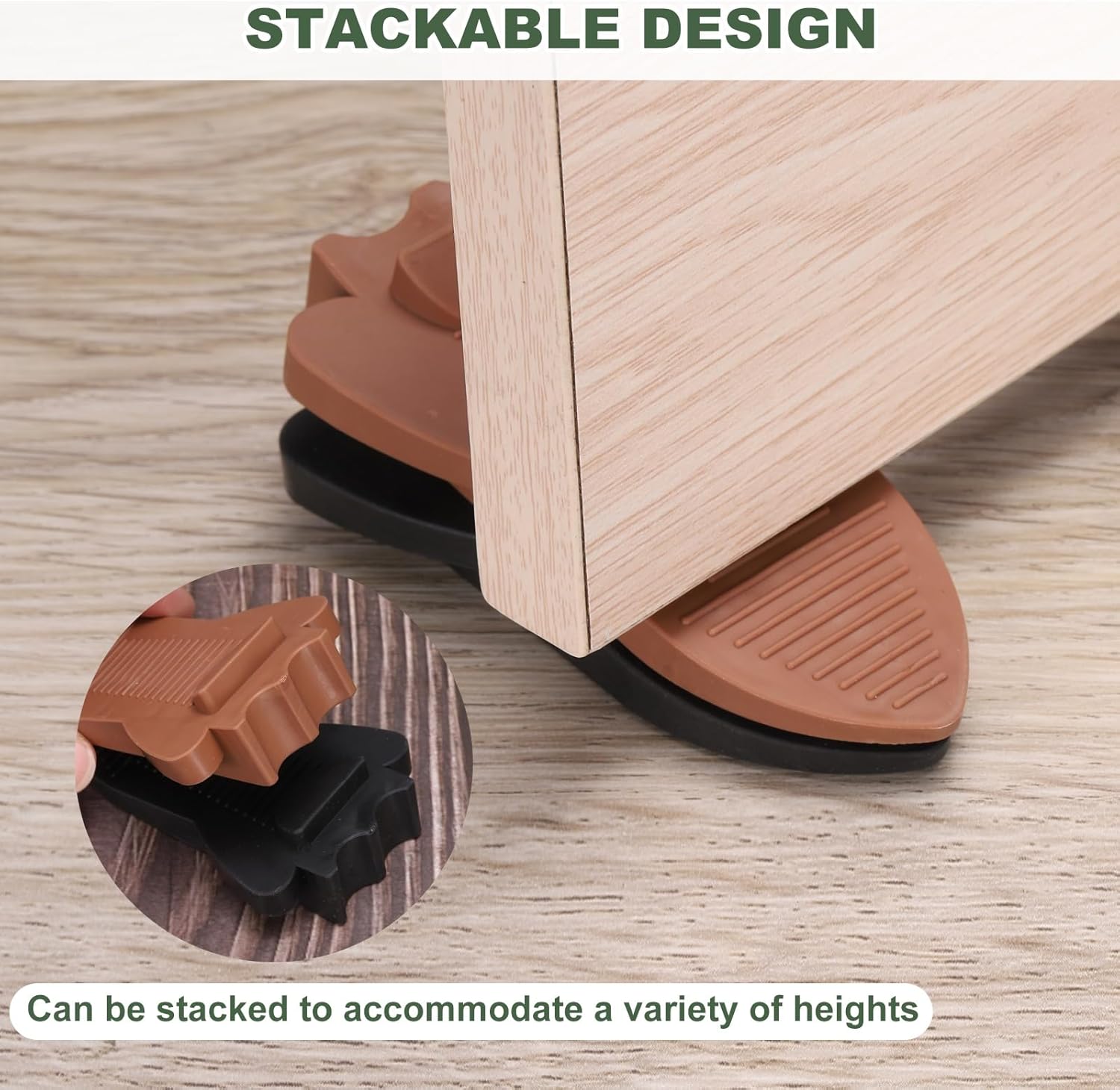 uxcell 2 Pcs Door Stoppers for Bottom of Door, Rubber Stackable Door Stopper Wedge Anti-Slip, 2.13 Inch, Black