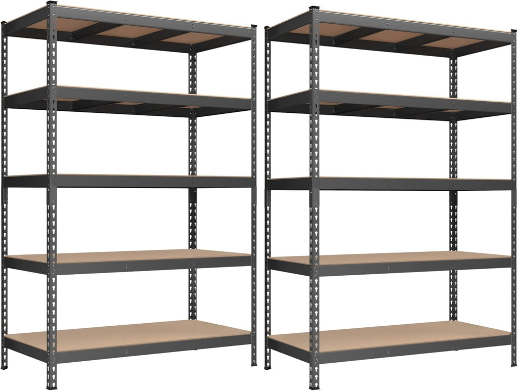 SONGMICS 5-Tier Storage Shelves, Load 2310 lb, Set of 2 Garage Storage, Boltless Assembly, Adjustable Shelving Unit, 23.6 x 47.2 x 70.9 Inches, for Study Shed Basement, Gray UGLR600G02