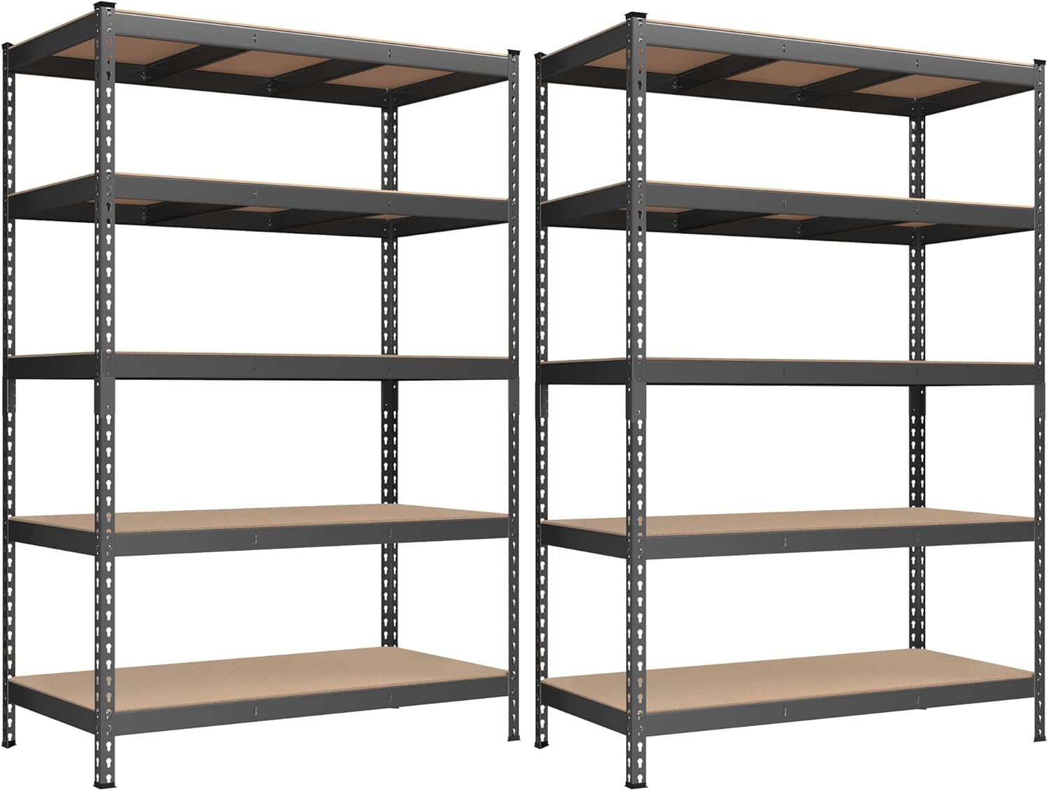SONGMICS 5-Tier Storage Shelves, Load 2310 lb, Set of 2 Garage Storage, Boltless Assembly, Adjustable Shelving Unit, 23.6 x 47.2 x 70.9 Inches, for Study Shed Basement, Gray UGLR600G02