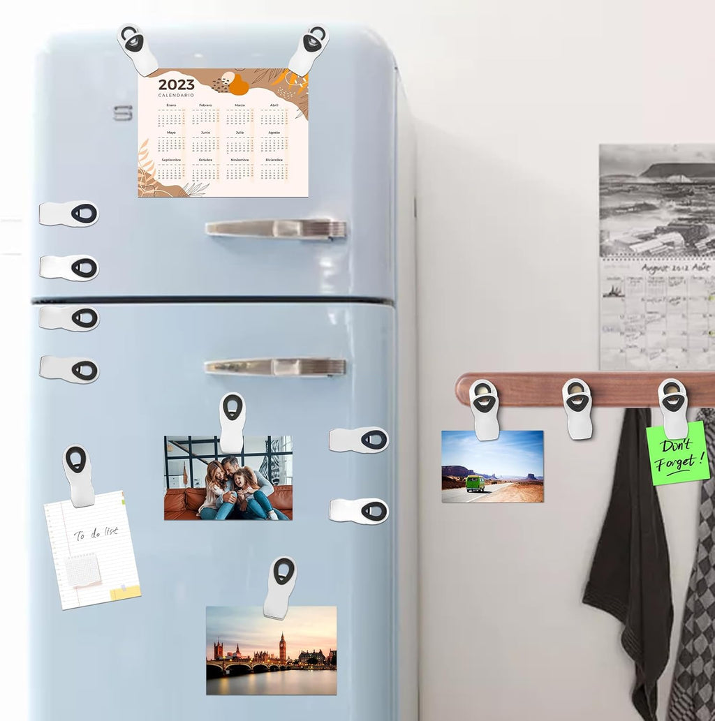 10 Pack Magnetic Chip Clips, Bag Clips, Food Clip, Plastic White Snack Clip with Magnet for Refrigerator
